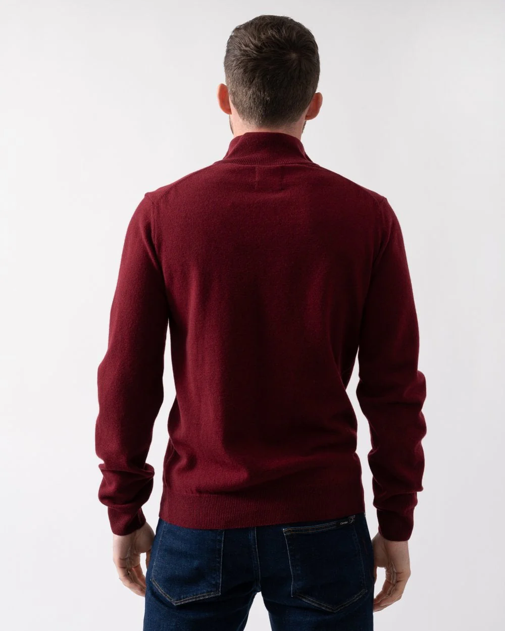GANT Mens Superfine Lambswool Half Zip Cardigan - 604 Plumped Red - Image 4