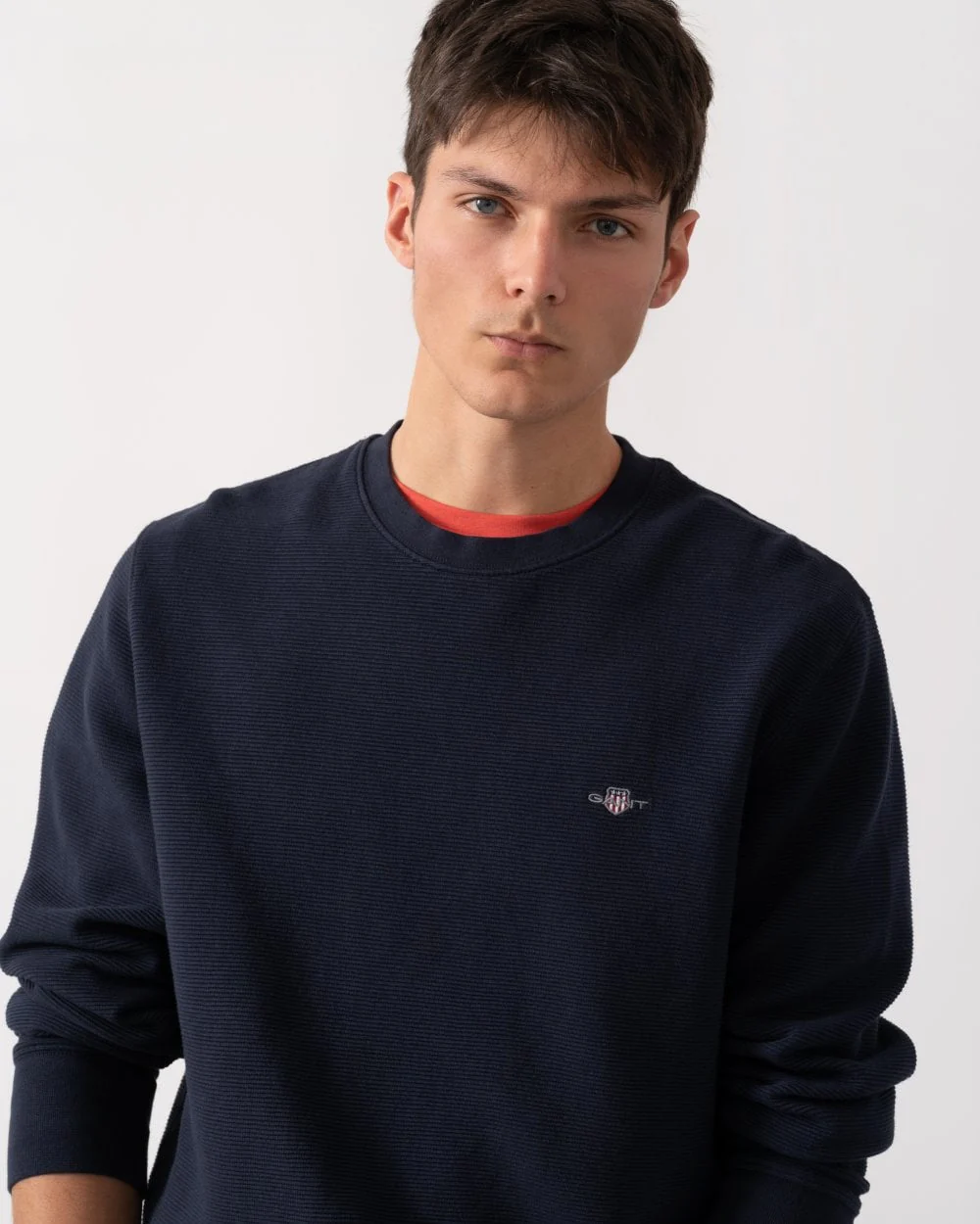 GANT Mens Texture Crew Neck Sweatshirt - Image 2