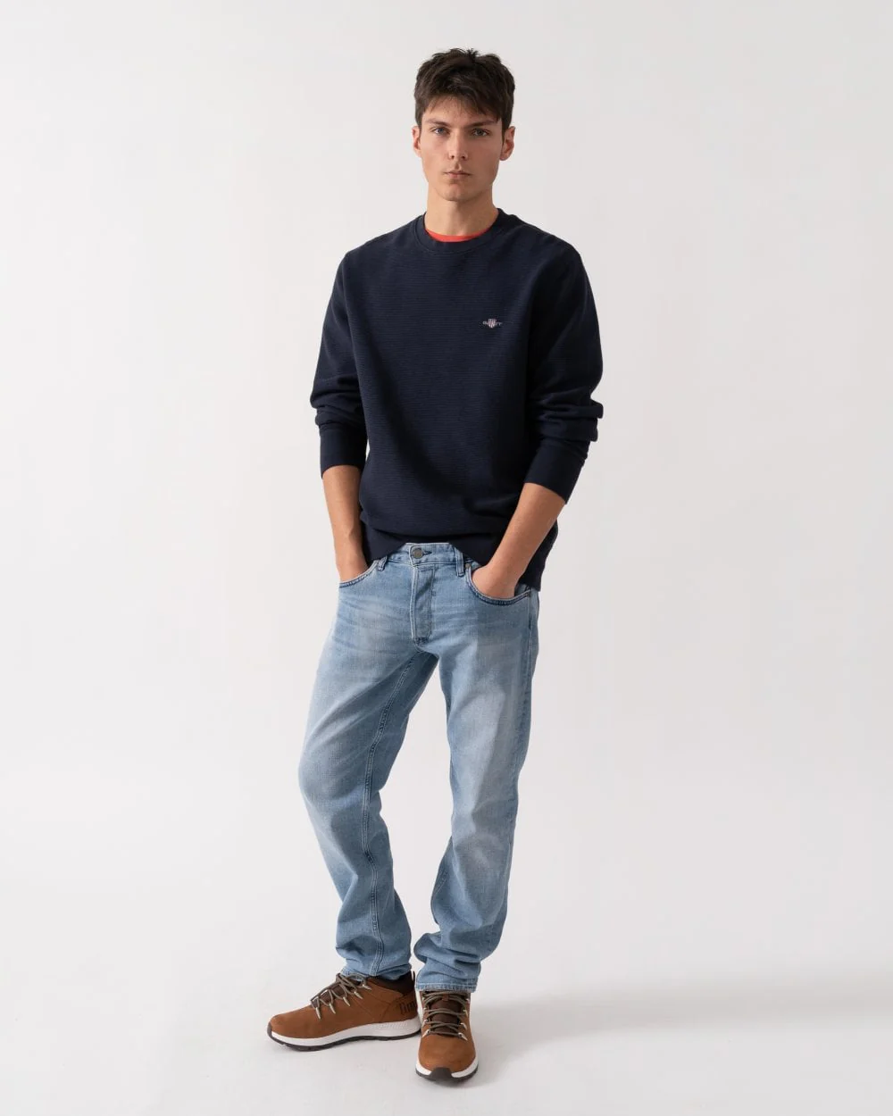 GANT Mens Texture Crew Neck Sweatshirt - Image 3