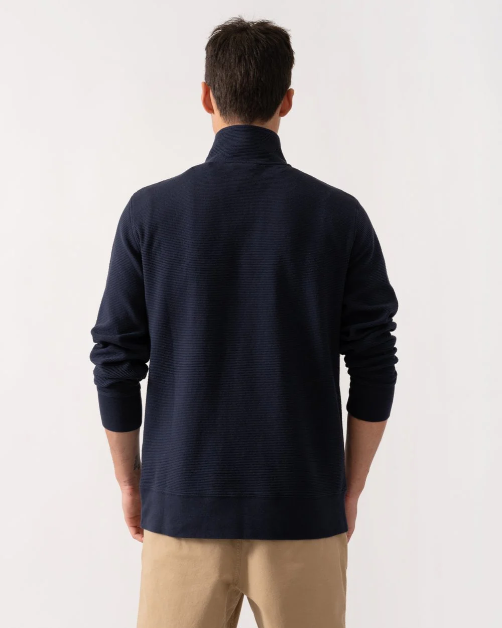 GANT Mens Texture Half-Zip Sweatshirt - 433 Evening Blue - Image 4