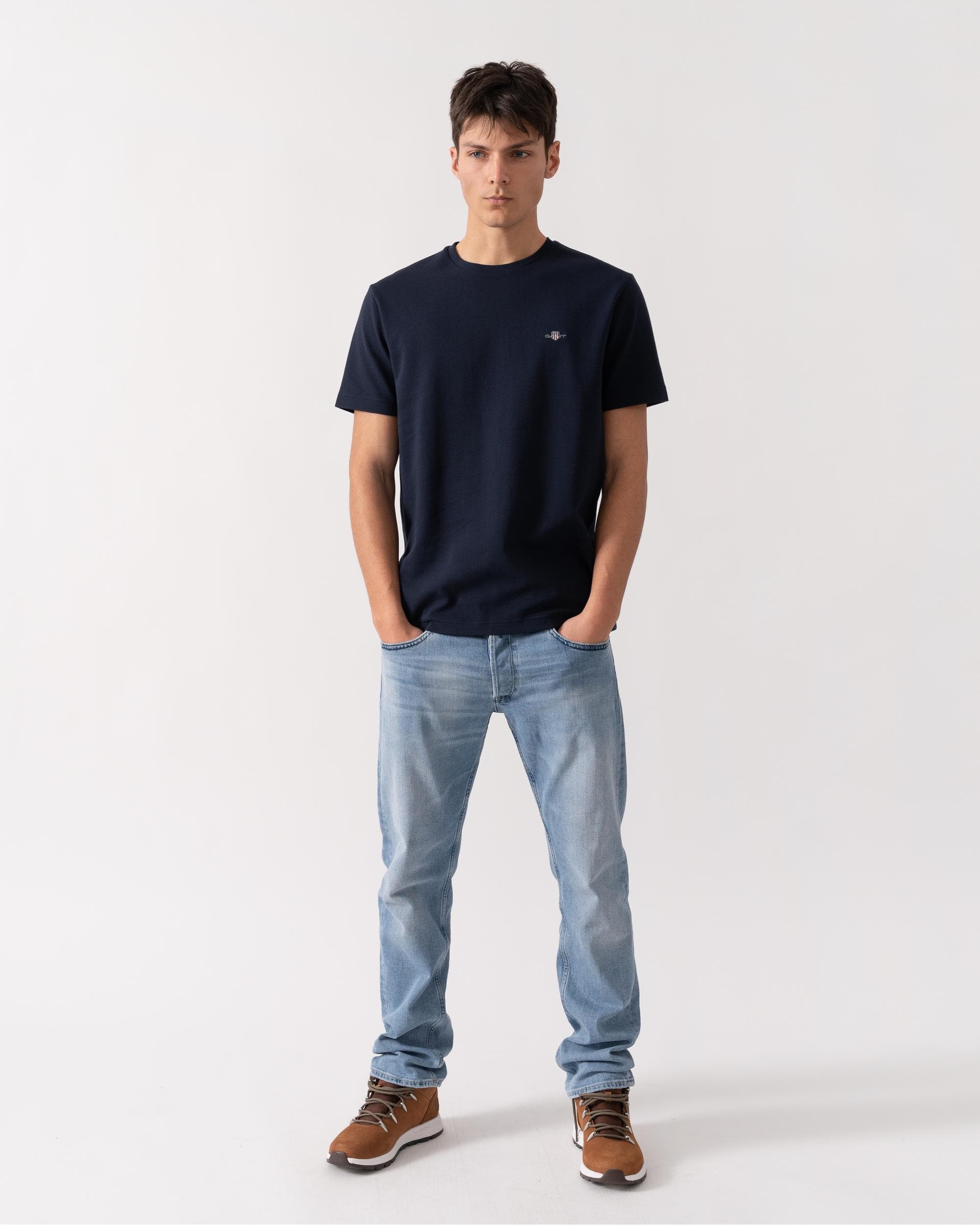 GANT Mens Texture Short Sleeve T-Shirt - Image 3