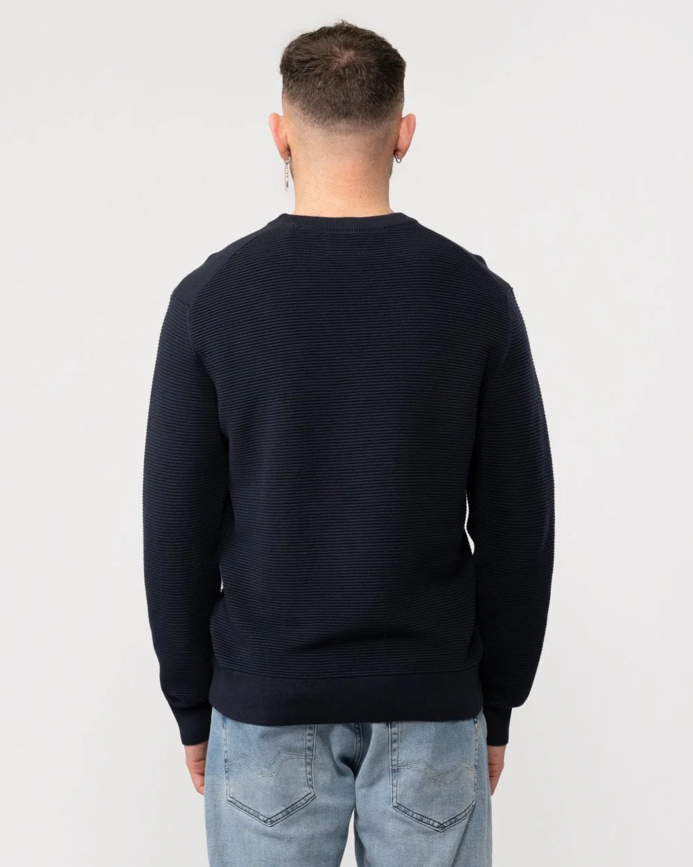 GANT Mens Textured Cotton Crew Neck Jumper - Image 4
