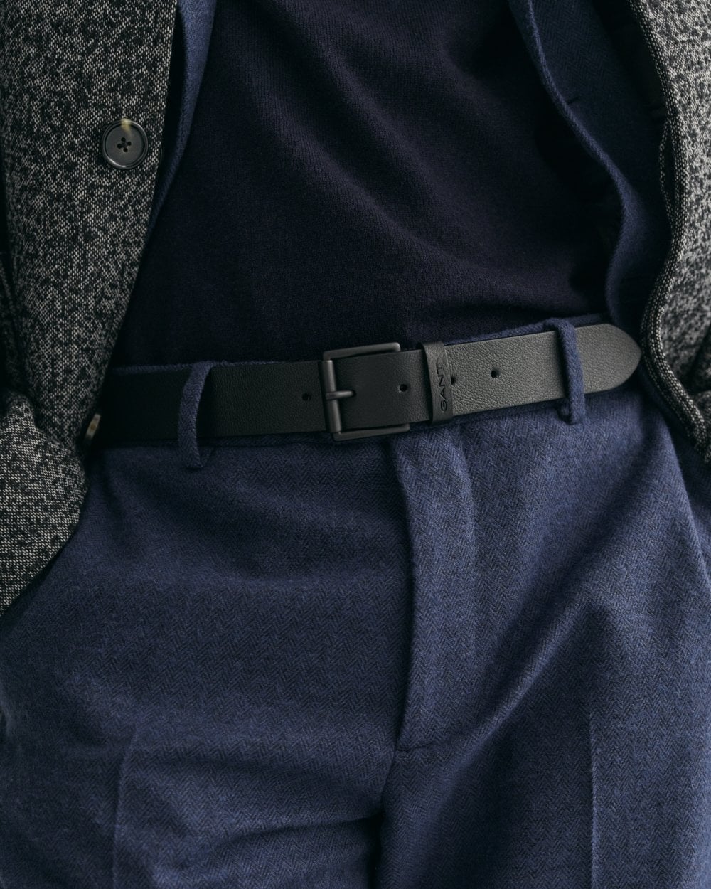 GANT Mens Tonal Buckle Leather Belt - 5 Black - Image 3