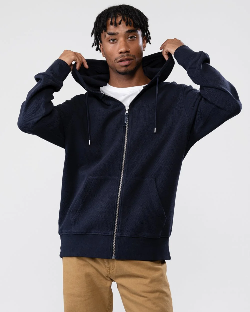 GANT Mens Waffle Texture Zip Hoodie - Image 2