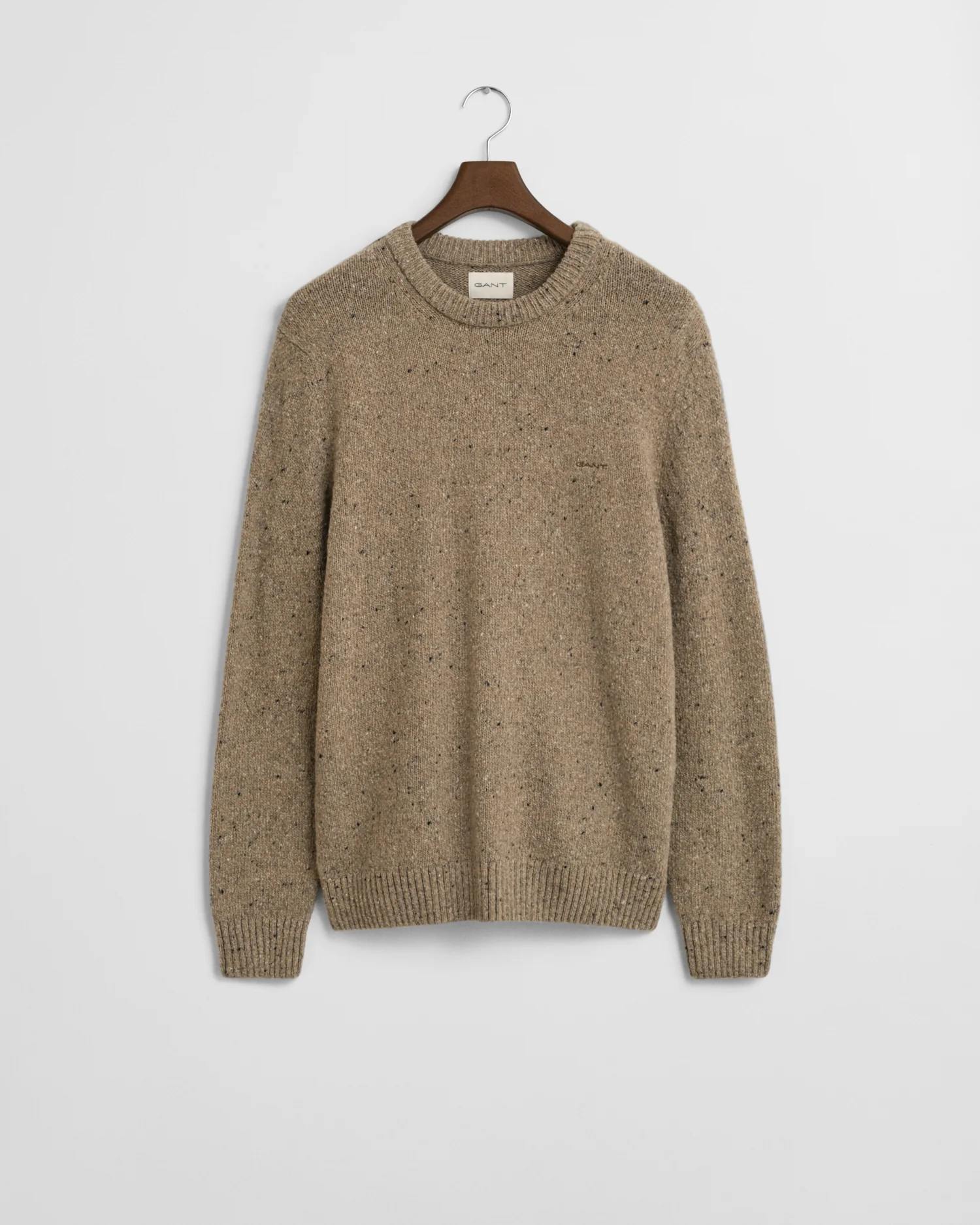 GANT Mens Wool Blend Neps Crew Neck Jumper - 295 Dark Sand Melange - Image 5