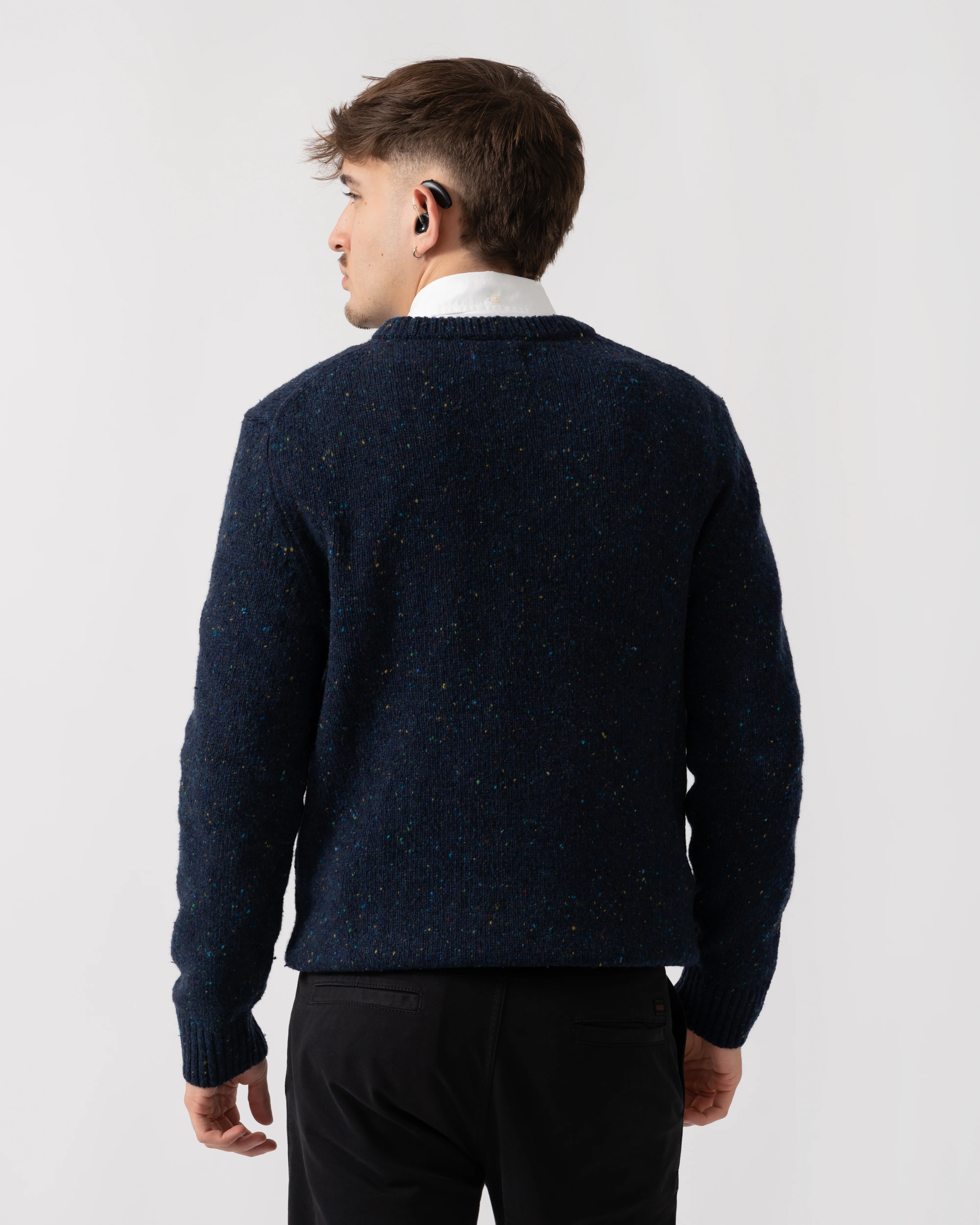 GANT Mens Wool Blend Neps Crew Neck Jumper - 433 Evening Blue - Image 4