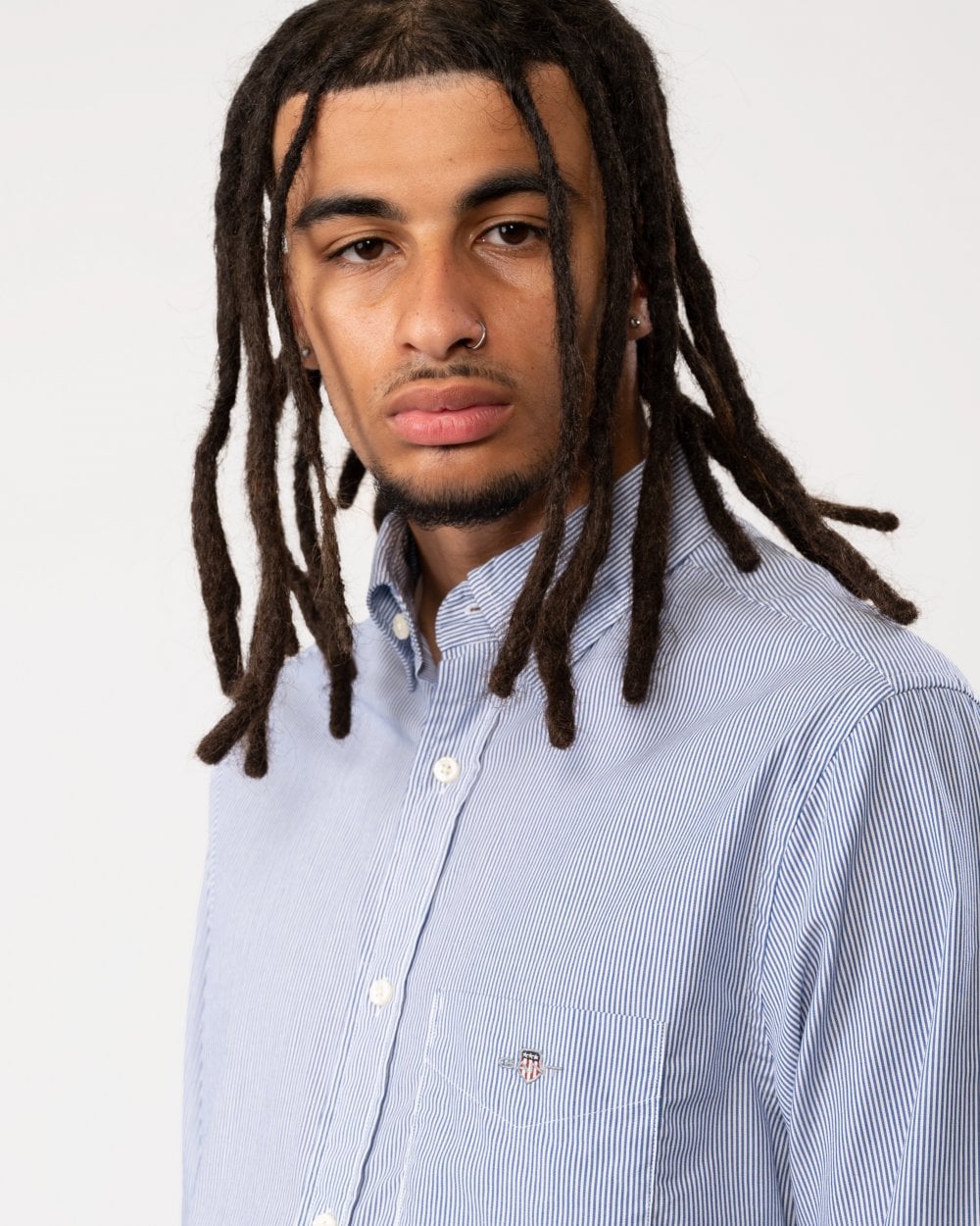 GANT Regular Fit Poplin Shield Banker Shirt - 436 College Blue - Image 2