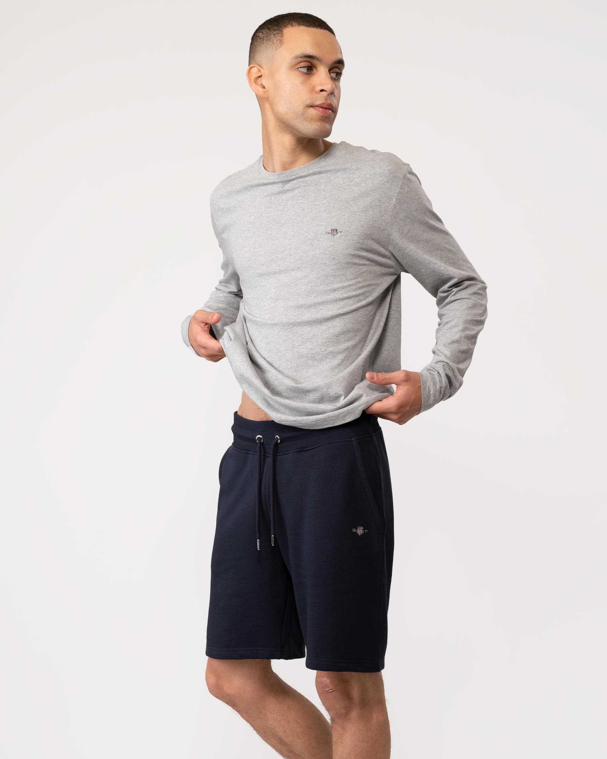 GANT Regular Fit Shield Logo Sweat Shorts - 433 Evening Blue - Image 2