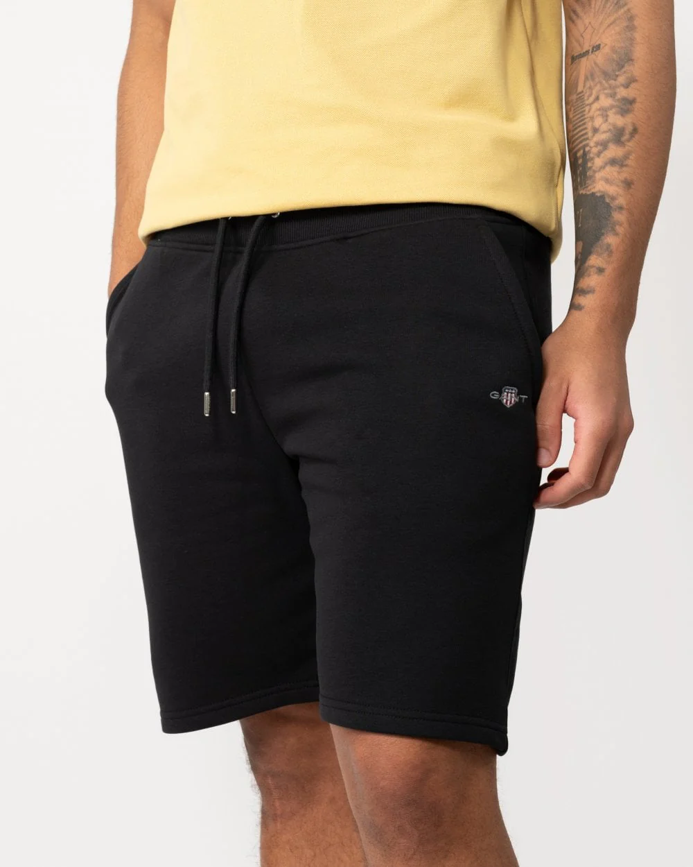 GANT Regular Fit Shield Logo Sweat Shorts - 5 Black - Image 4