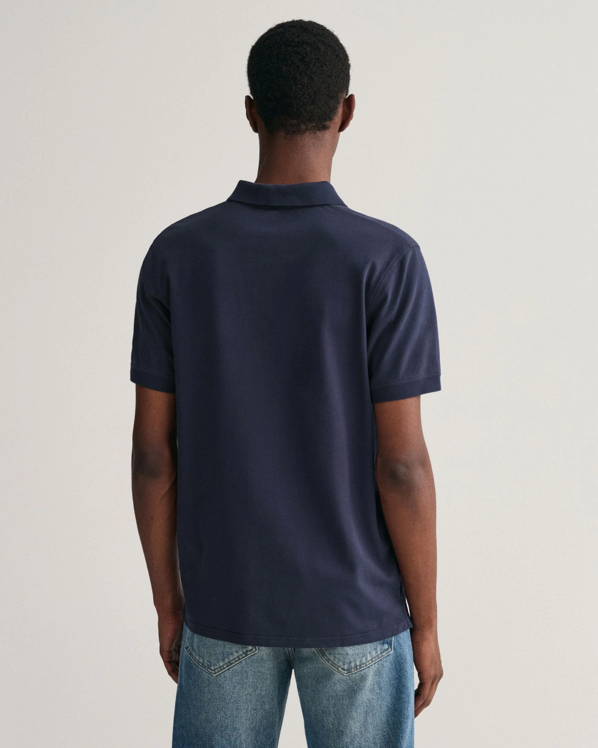 GANT Regular Fit Short Sleeve Contrast Pique Rugger - 433 Evening Blue - Image 2
