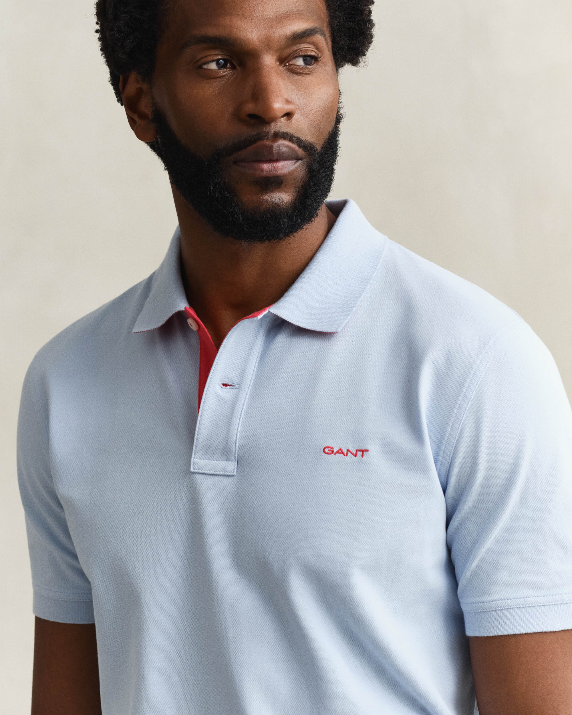GANT Regular Fit Short Sleeve Contrast Pique Rugger - 457 Fresh Blue - Image 3