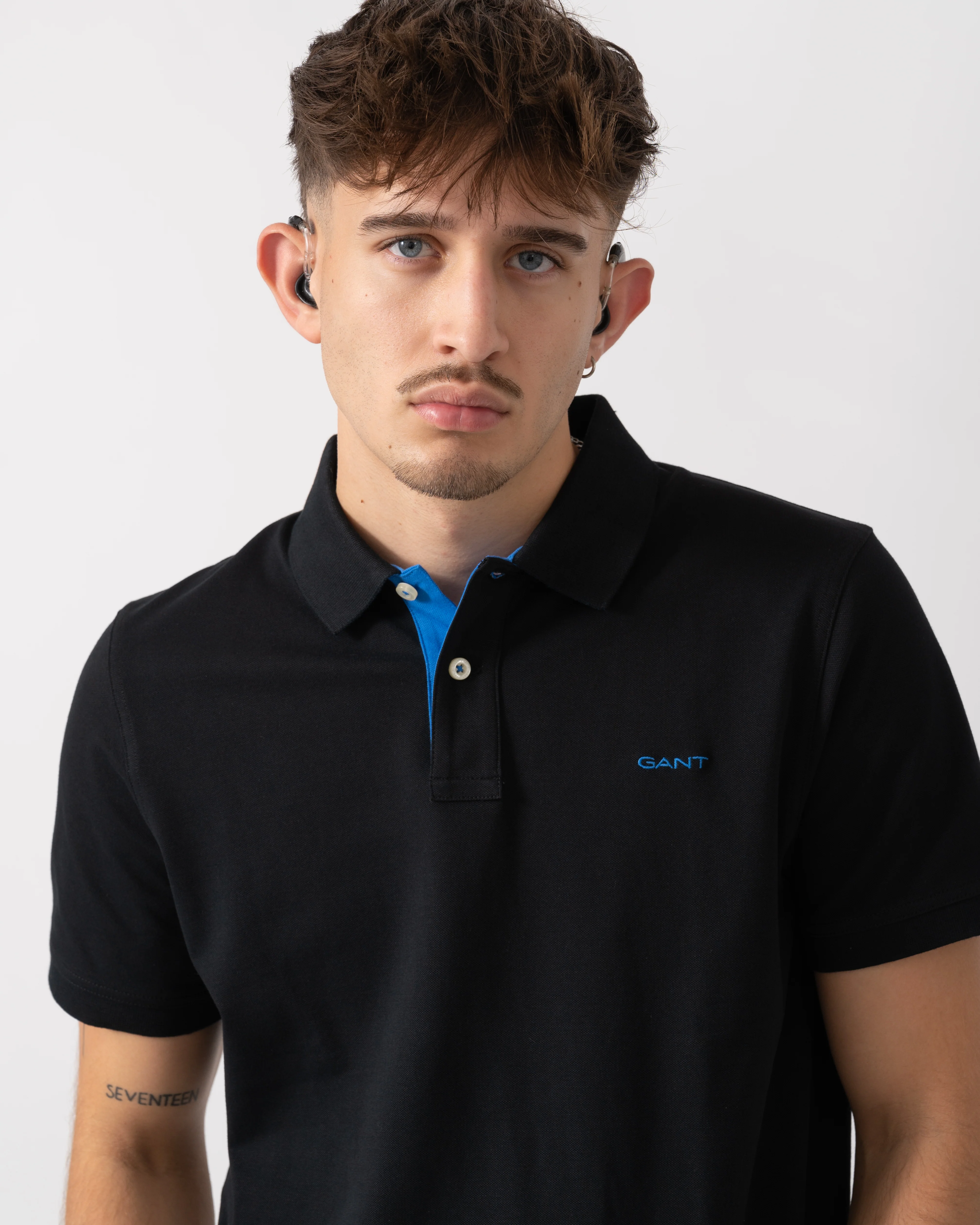 GANT Regular Fit Short Sleeve Contrast Pique Rugger - 5 Black - Image 2