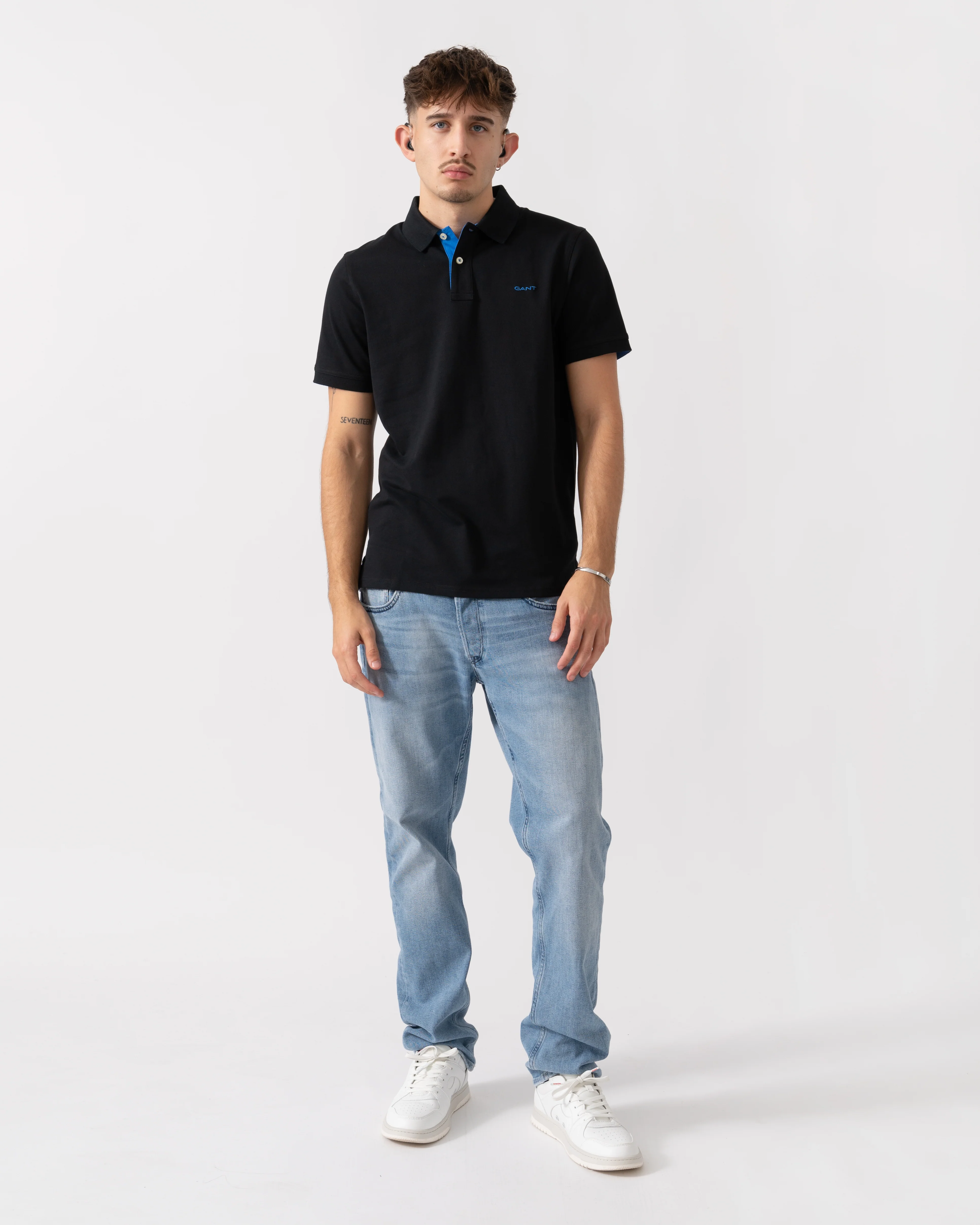 GANT Regular Fit Short Sleeve Contrast Pique Rugger - 5 Black - Image 3