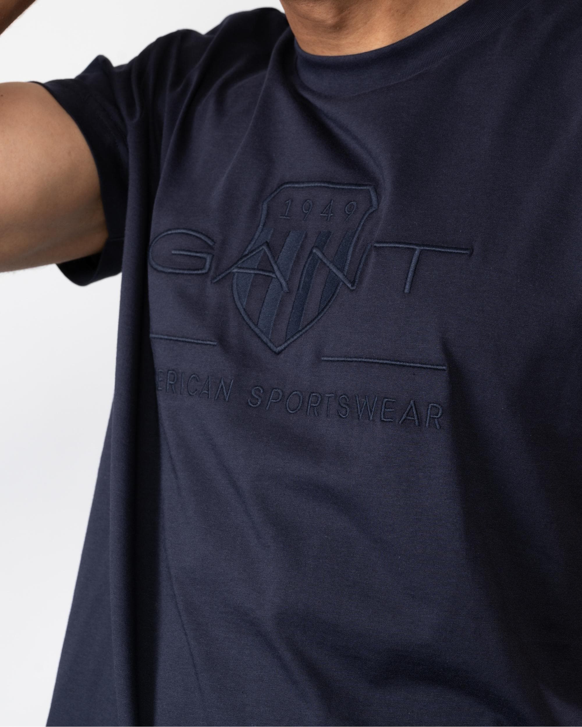 GANT Tonal Archive Shield Mens T-Shirt - 433 Evening Blue - Image 3