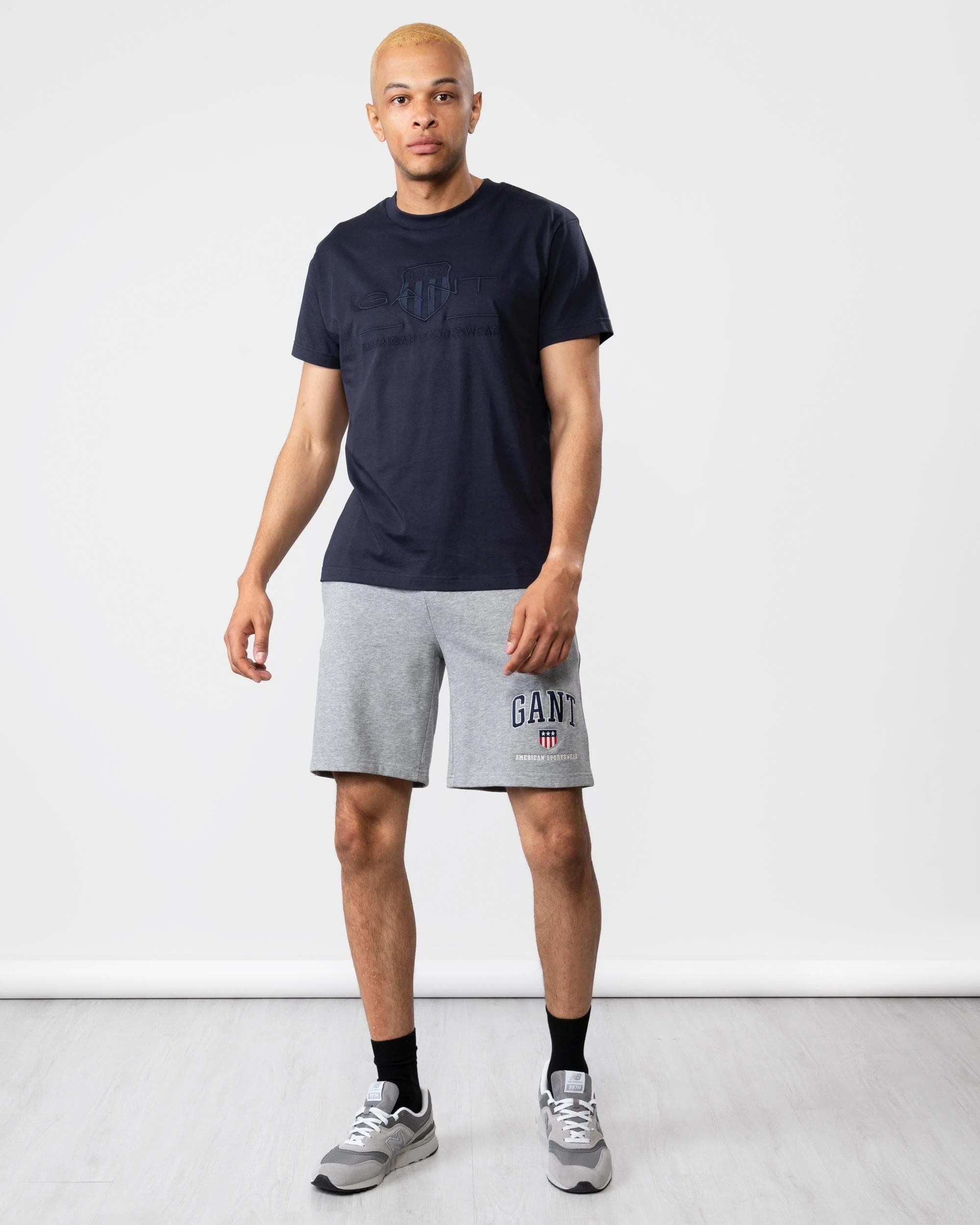 GANT Tonal Archive Shield Mens T-Shirt - 433 Evening Blue - Image 4