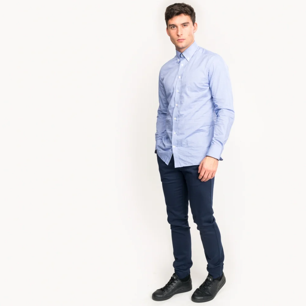 Gingham Placed Stripe Mens Shirt - Image 3