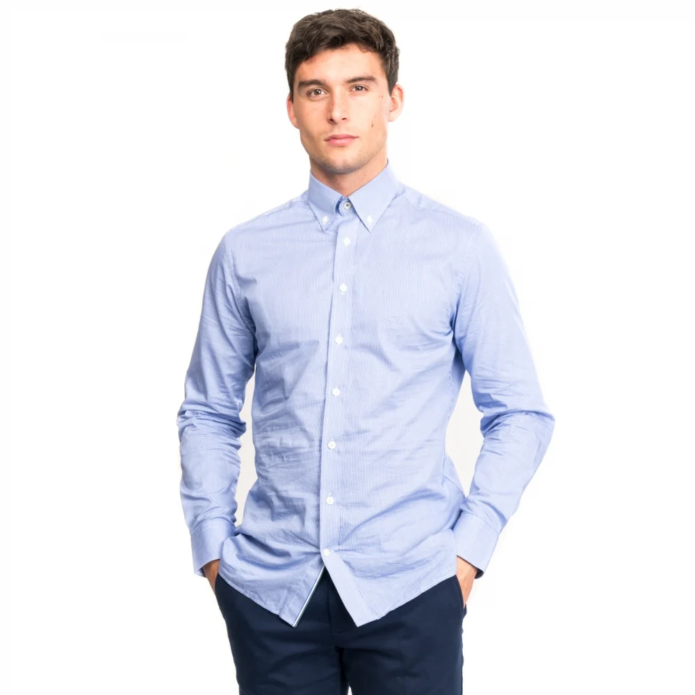 Gingham Placed Stripe Mens Shirt - Image 4