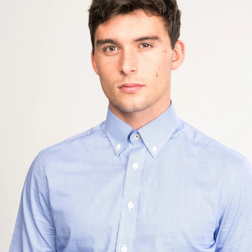 Gingham Placed Stripe Mens Shirt - Image 5