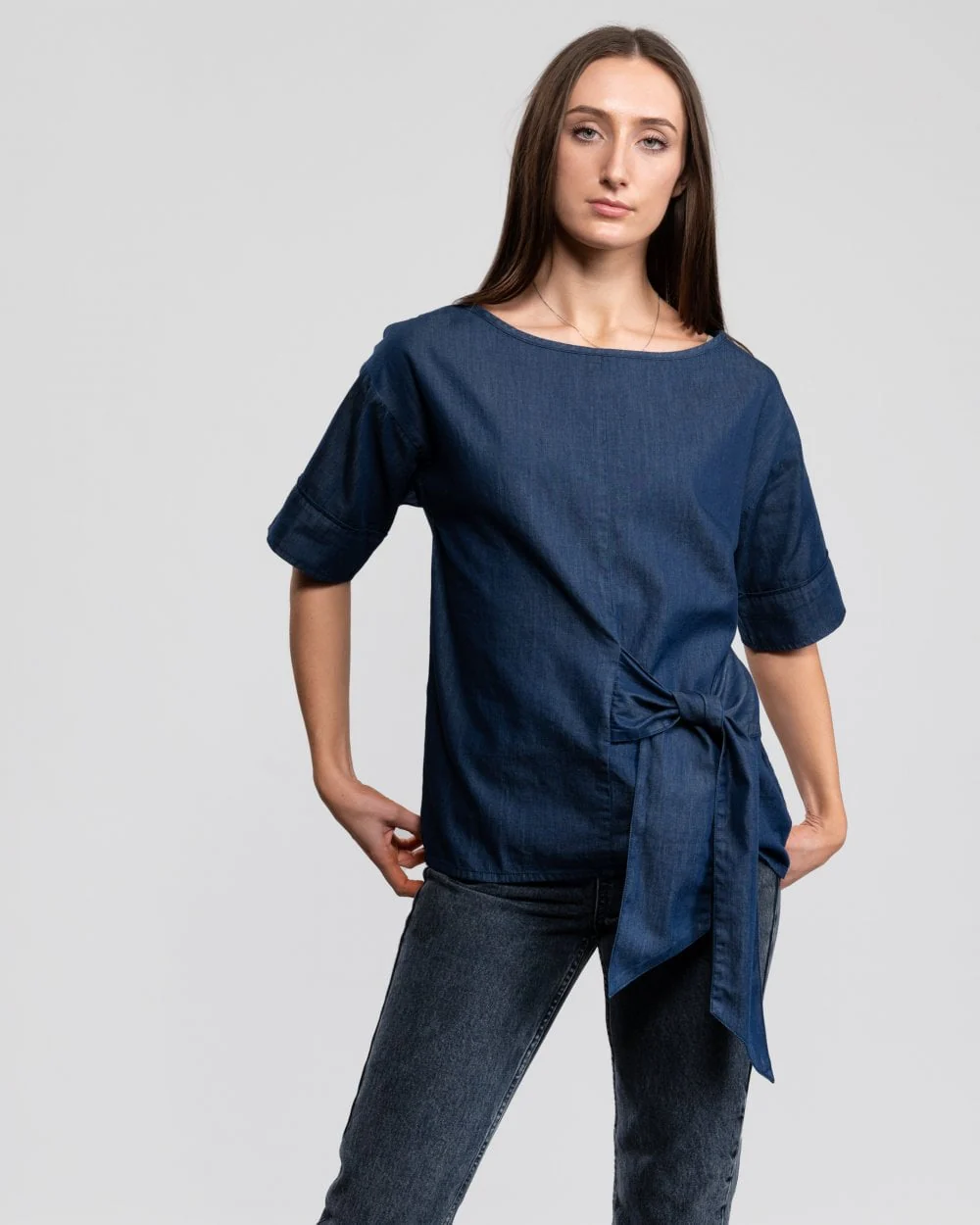 Great Plains Darla Denim Front Tie Womens Top - Image 3