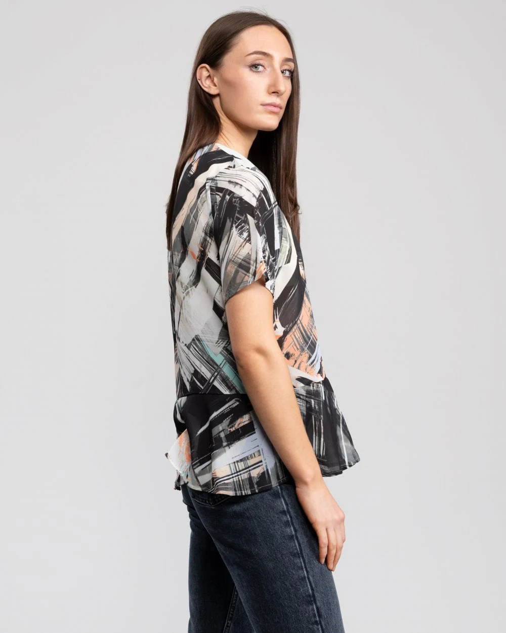 Great Plains Pastel Paint Peplum Womens Top - Image 3