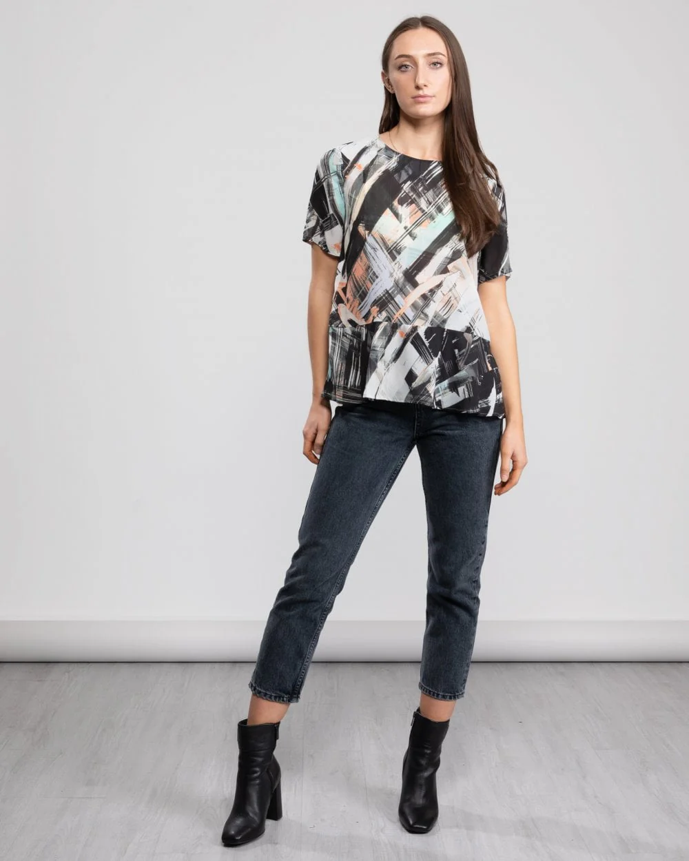 Great Plains Pastel Paint Peplum Womens Top - Image 5
