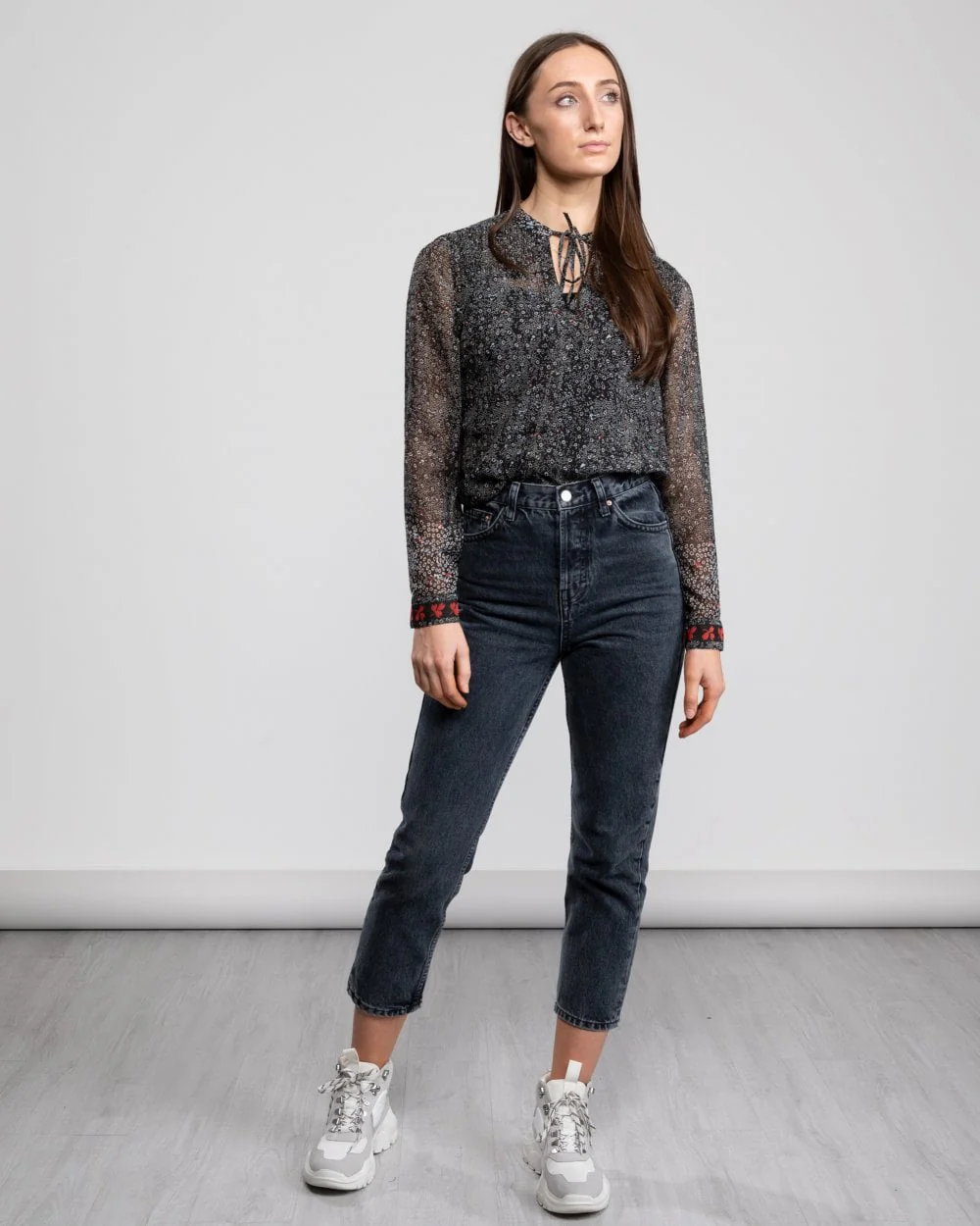 Great Plains Scatter Floral Neck Tie Womens Shirt - Image 5