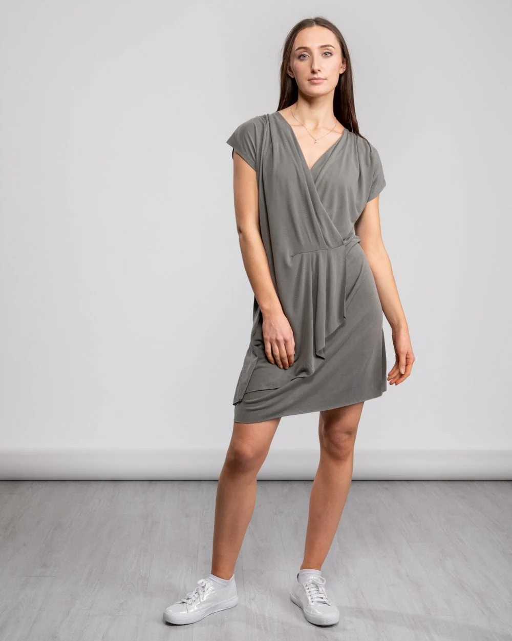 Great Plains So Peachy V Neck Drape Womens Dress - Image 2