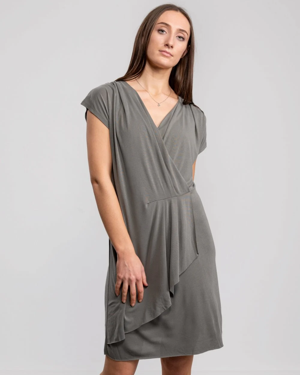 Great Plains So Peachy V Neck Drape Womens Dress - Image 3