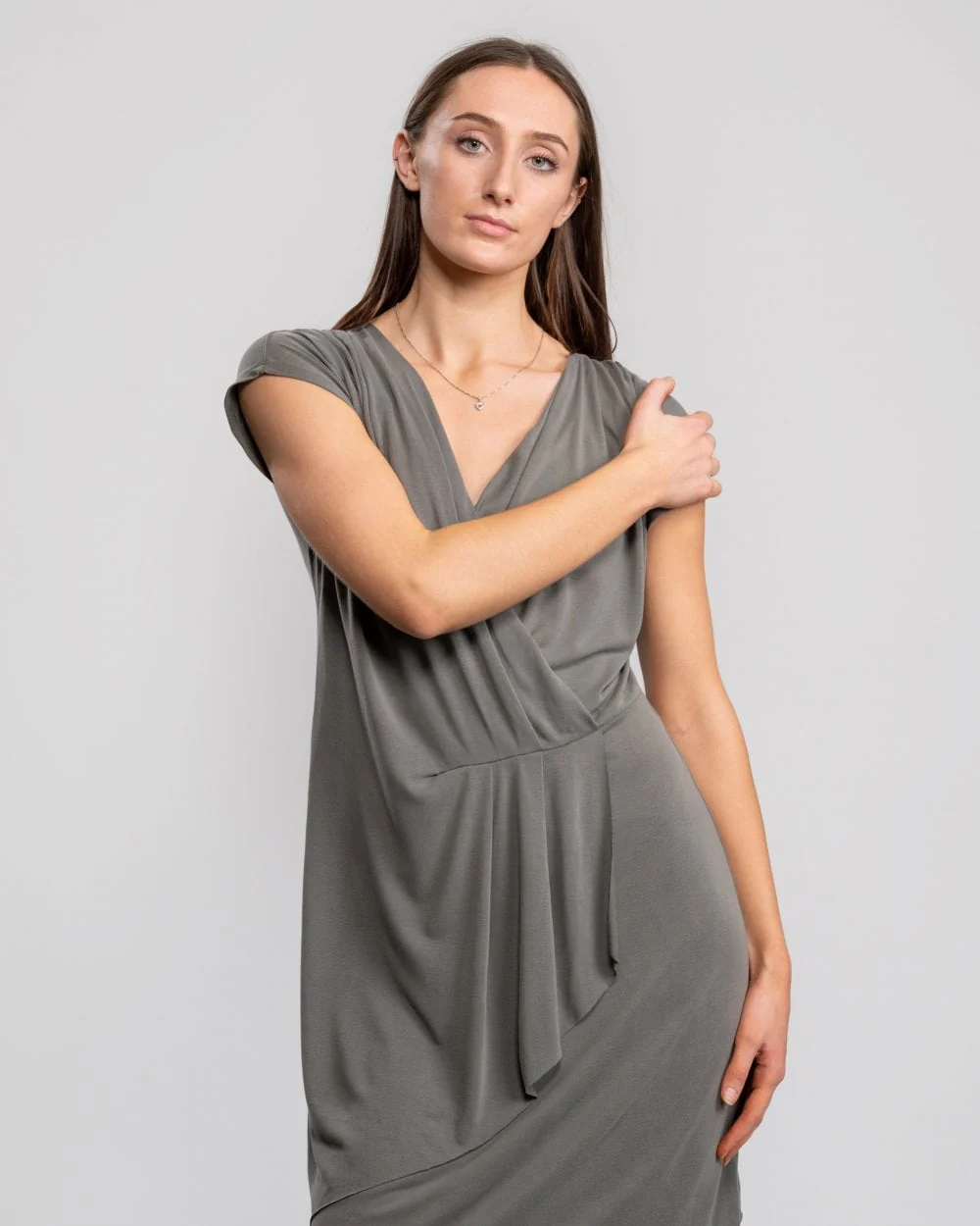 Great Plains So Peachy V Neck Drape Womens Dress - Image 4