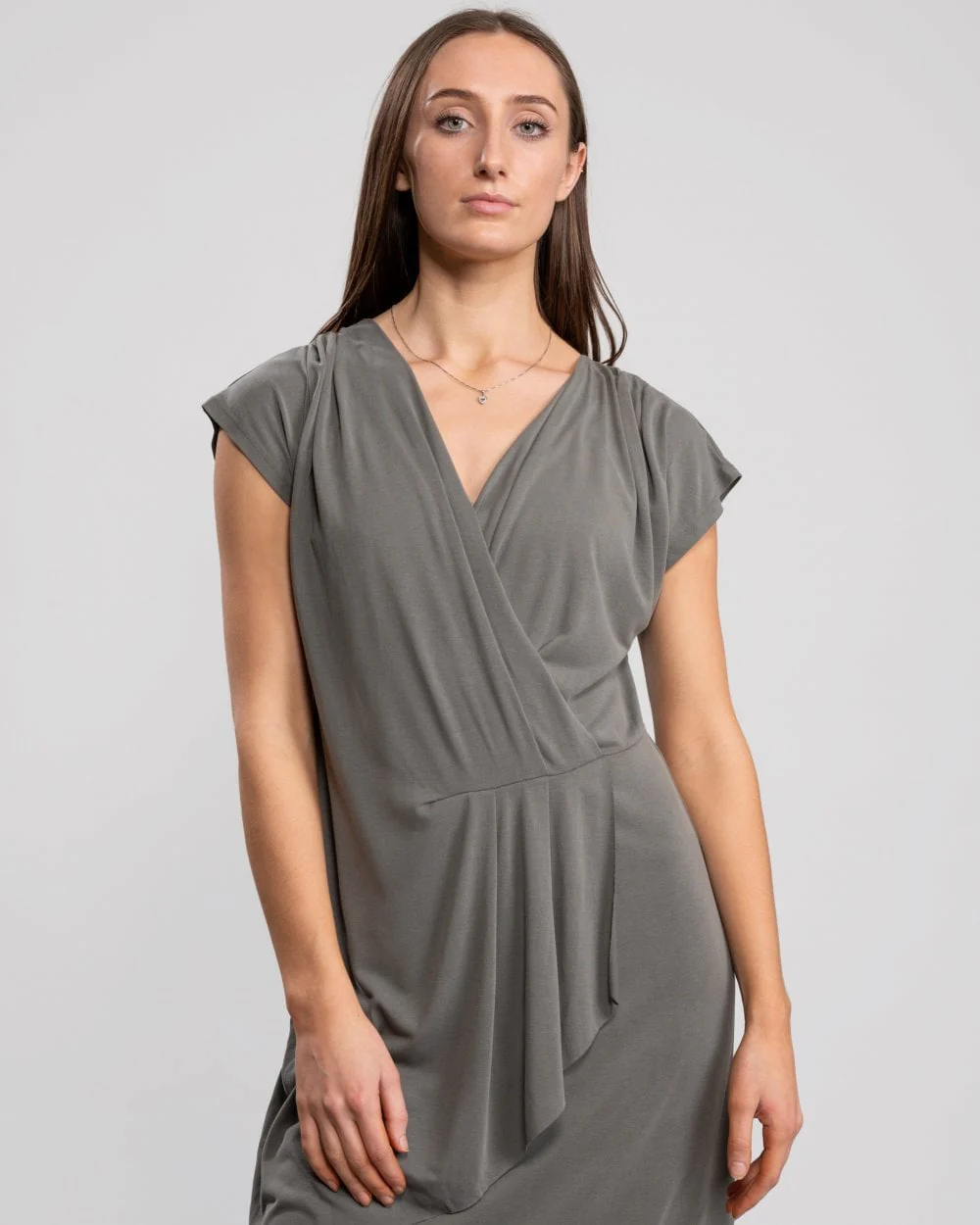 Great Plains So Peachy V Neck Drape Womens Dress - Image 5