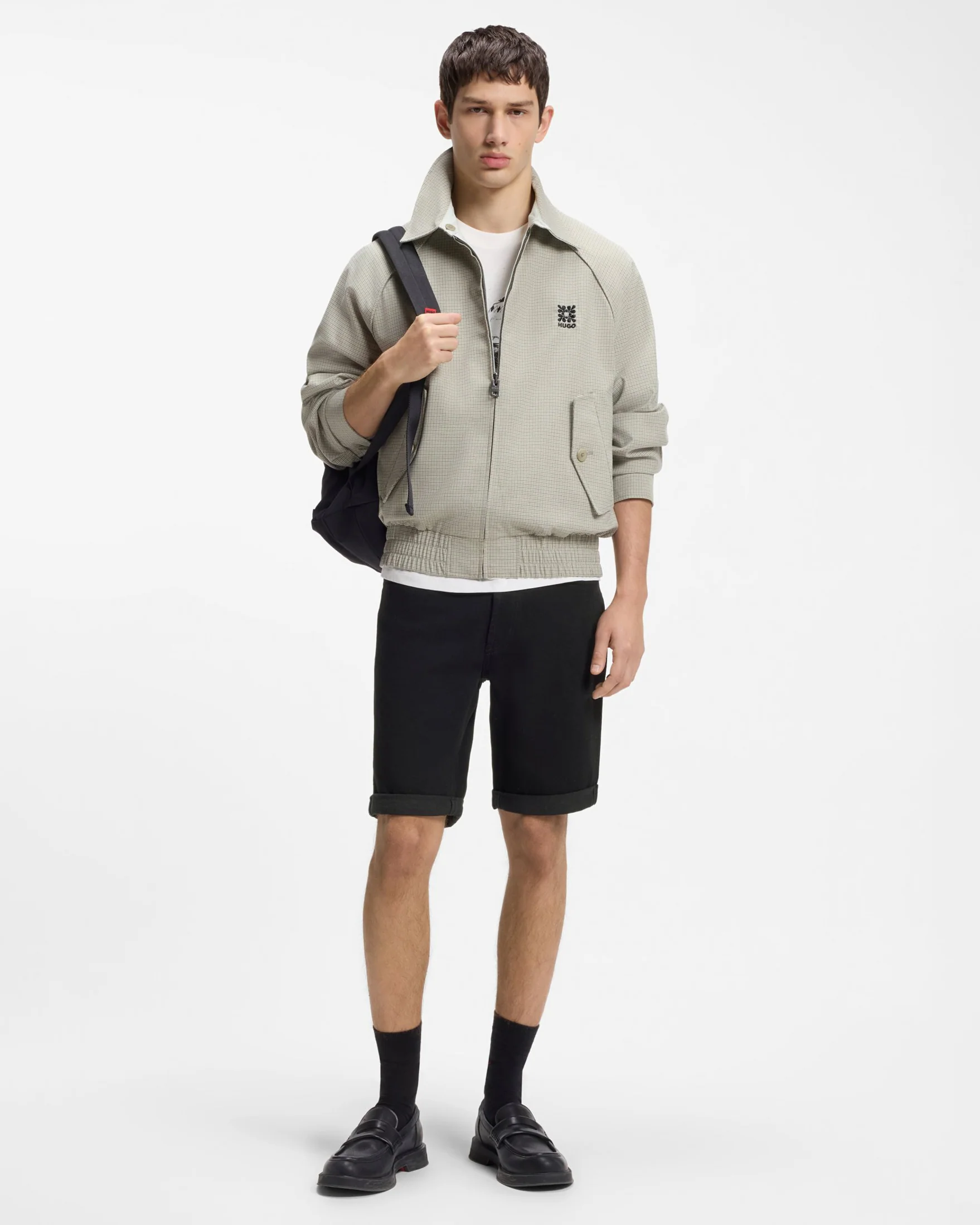 HUGO 634 Mens Tapered Fit Denim Shorts - Black 001 - Image 2