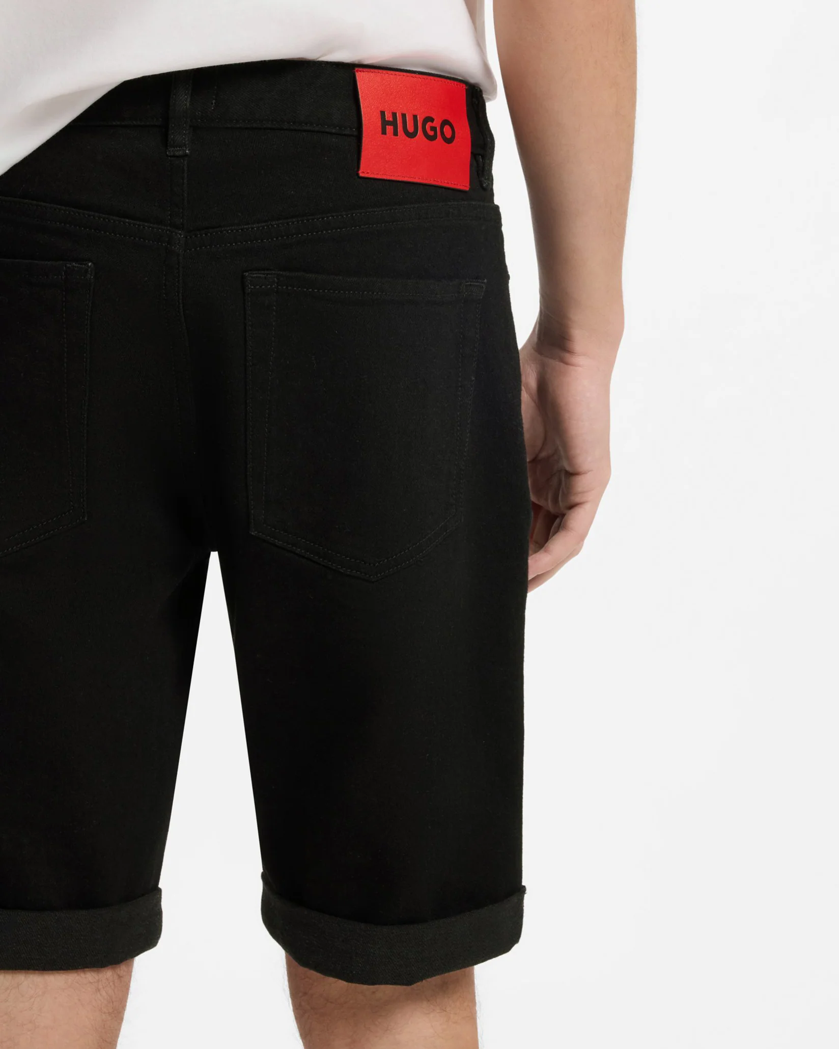 HUGO 634 Mens Tapered Fit Denim Shorts - Black 001 - Image 3