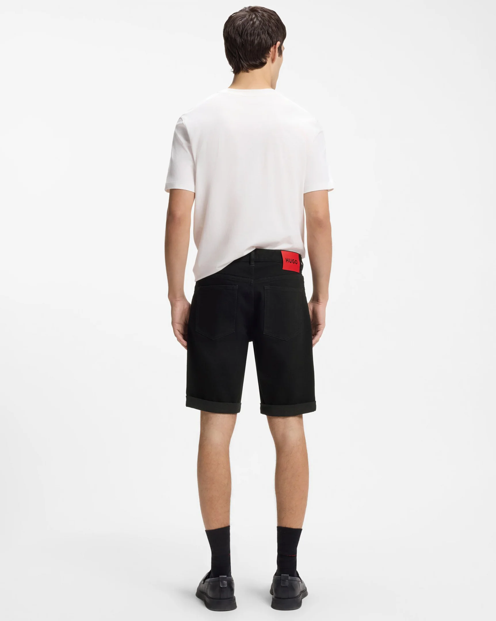HUGO 634 Mens Tapered Fit Denim Shorts - Black 001 - Image 4
