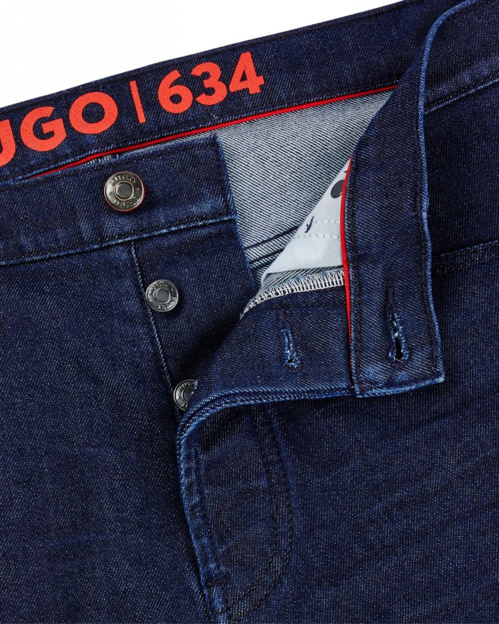 HUGO 634 Mens Tapered-Fit Jeans in Dark Blue Comfort-Stretch Denim - Image 5