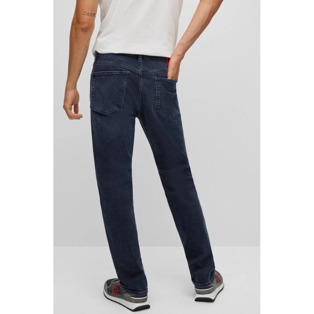 HUGO 708 Slim Fit Stretch Denim Mens Jeans With Logo Label - Image 2