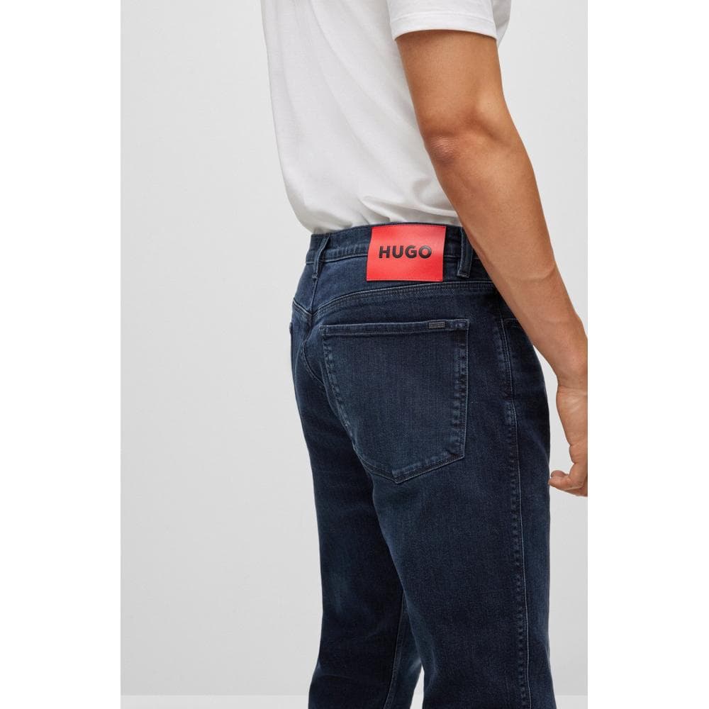 HUGO 708 Slim Fit Stretch Denim Mens Jeans With Logo Label - Image 3