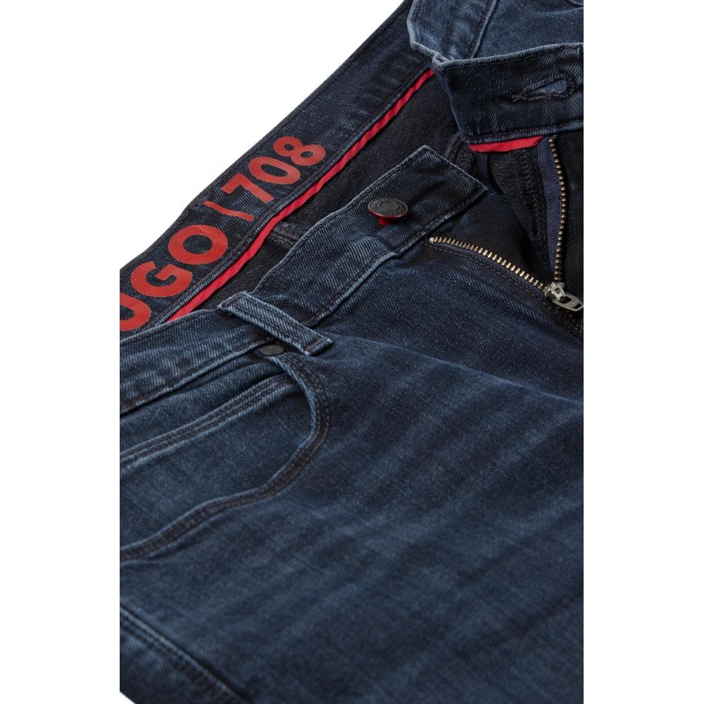 HUGO 708 Slim Fit Stretch Denim Mens Jeans With Logo Label - Image 4