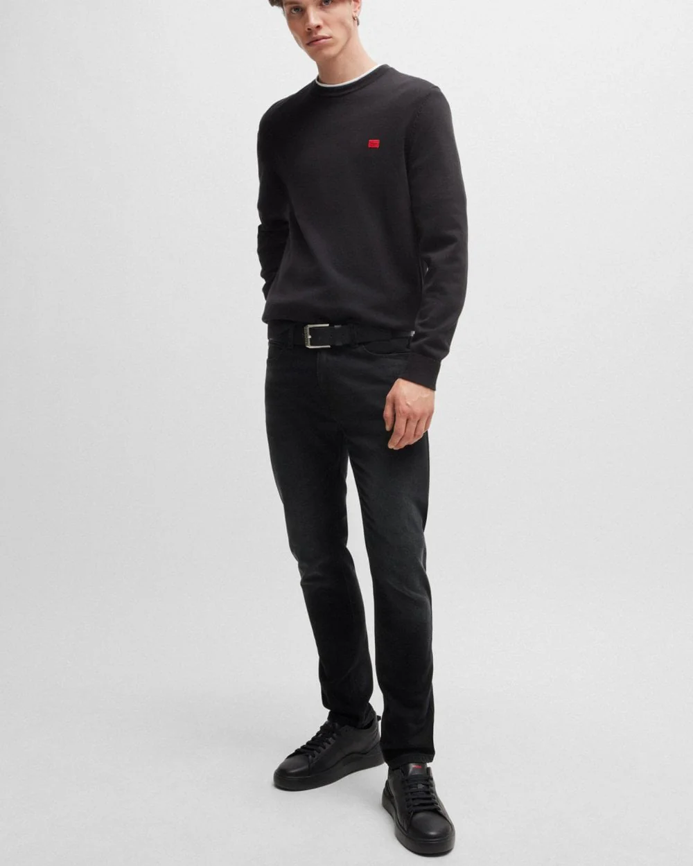 HUGO 734 Mens Extra-Slim Fit Jeans in Black Stretch Denim - Black 005 - Image 2