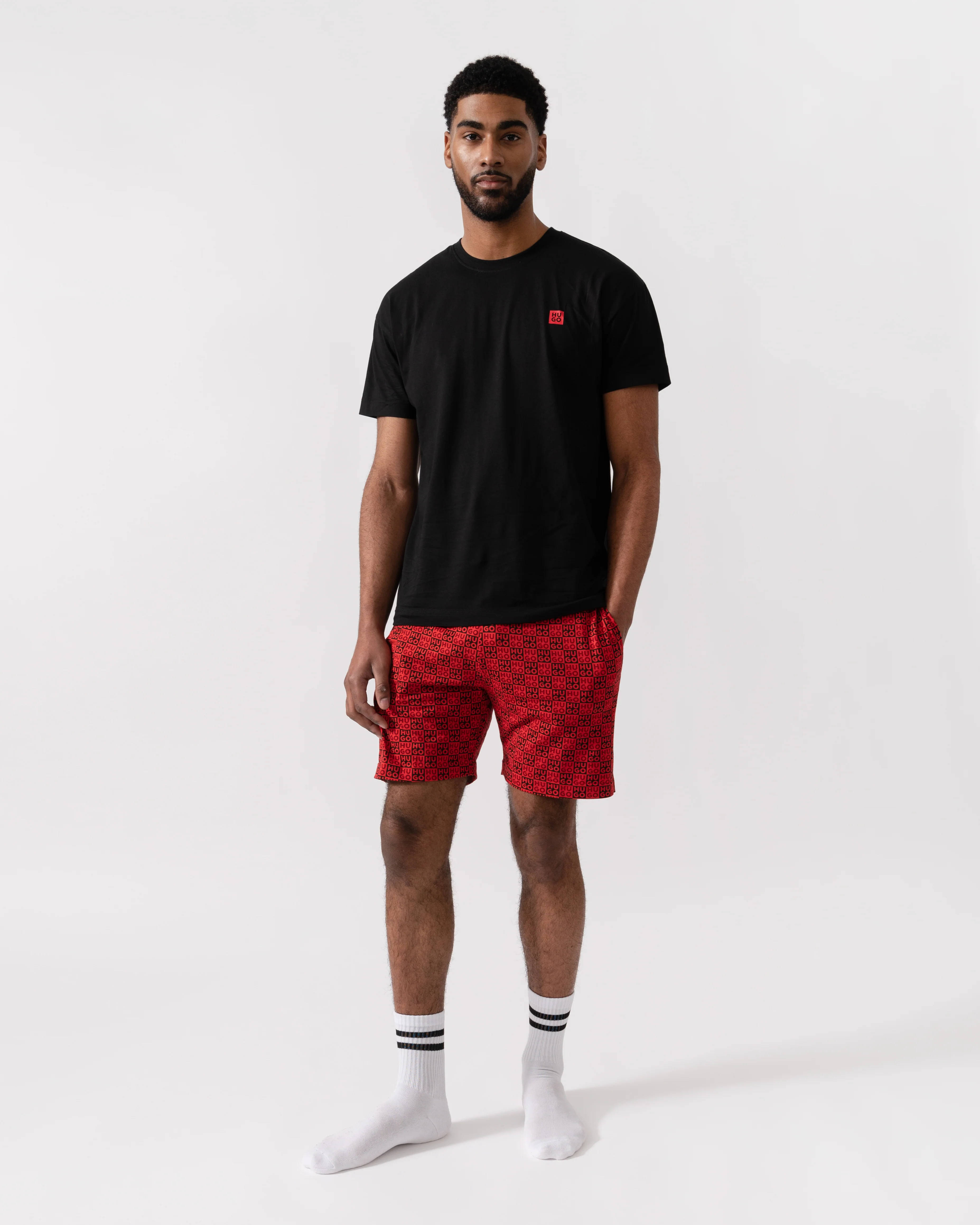 HUGO Aaron Mens Short Pyjama Set - Open Red 640 - Image 2