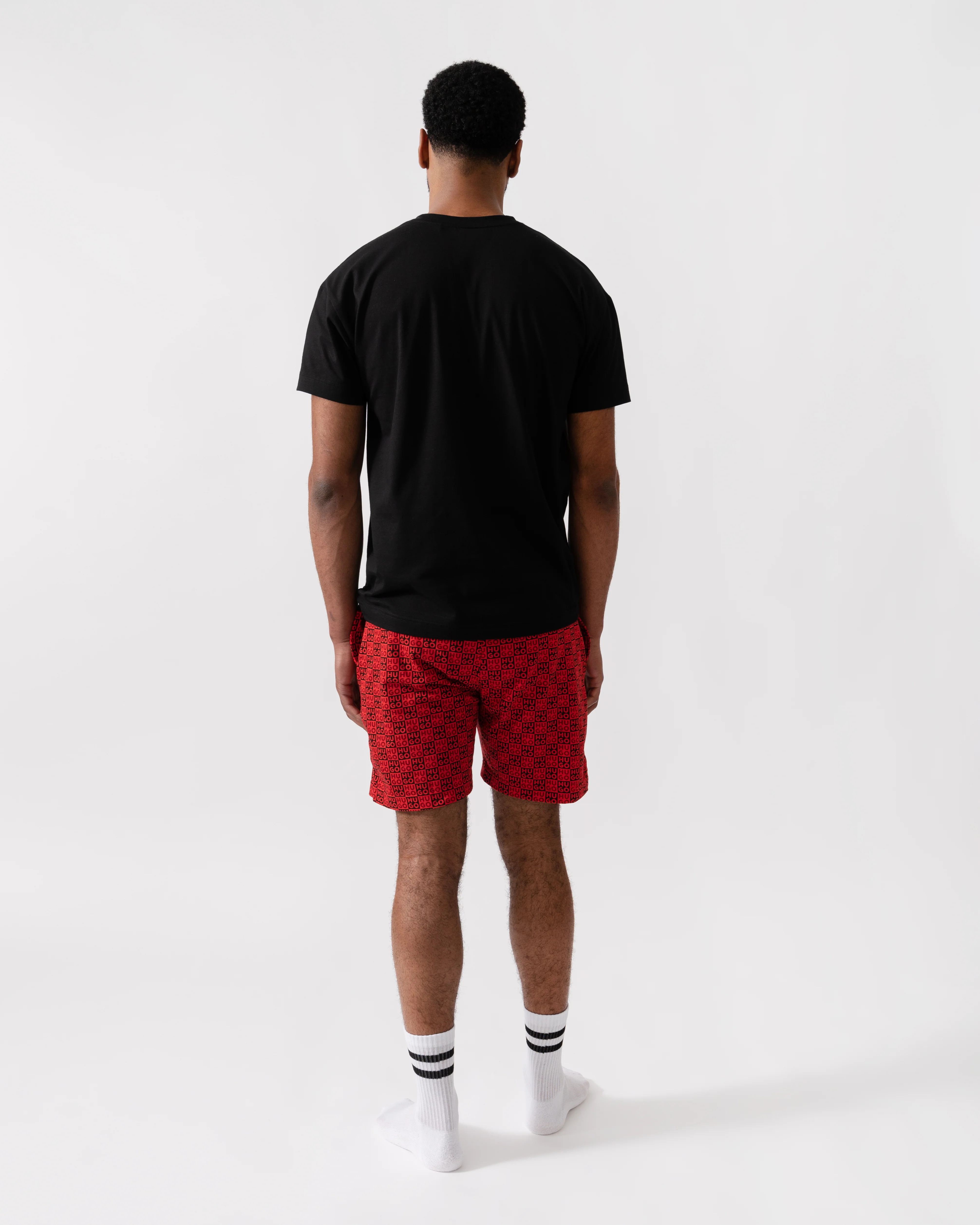 HUGO Aaron Mens Short Pyjama Set - Open Red 640 - Image 3