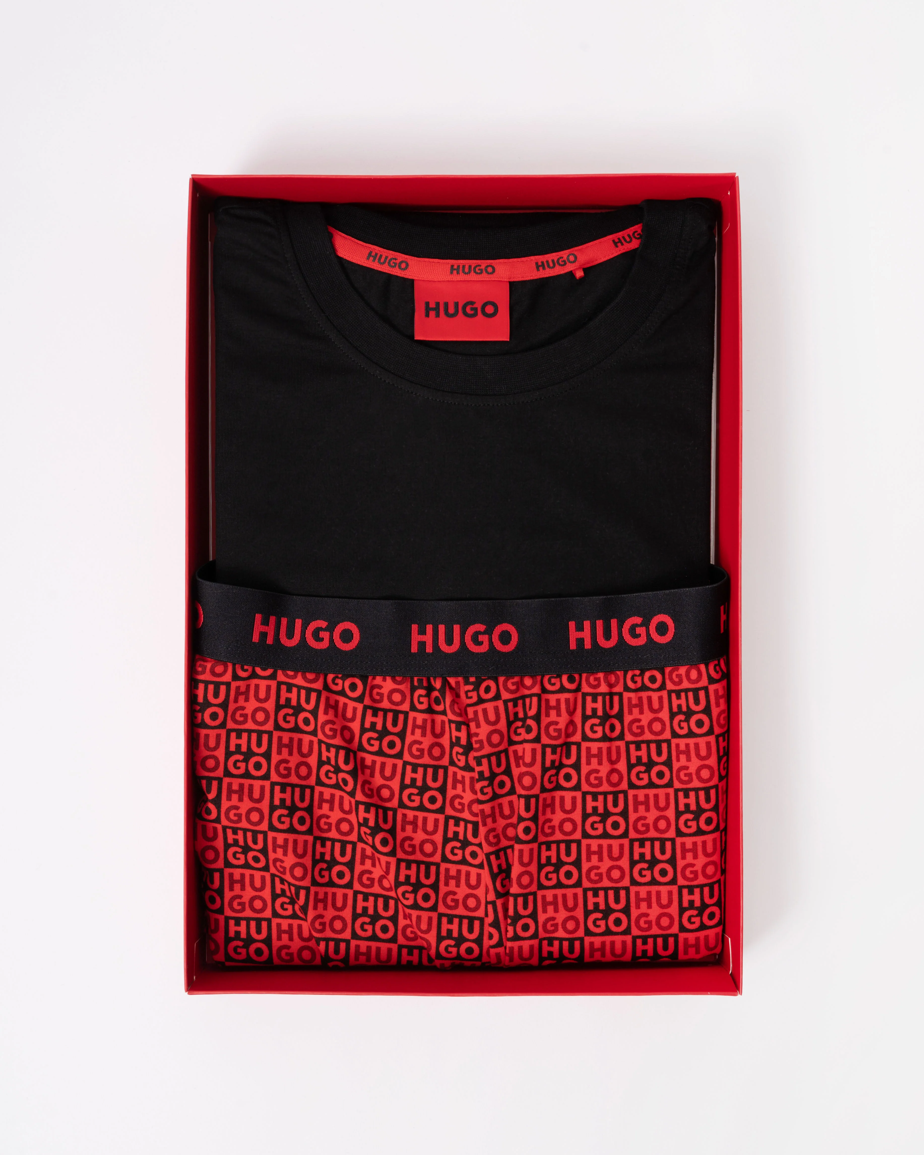 HUGO Aaron Mens Short Pyjama Set - Open Red 640 - Image 4