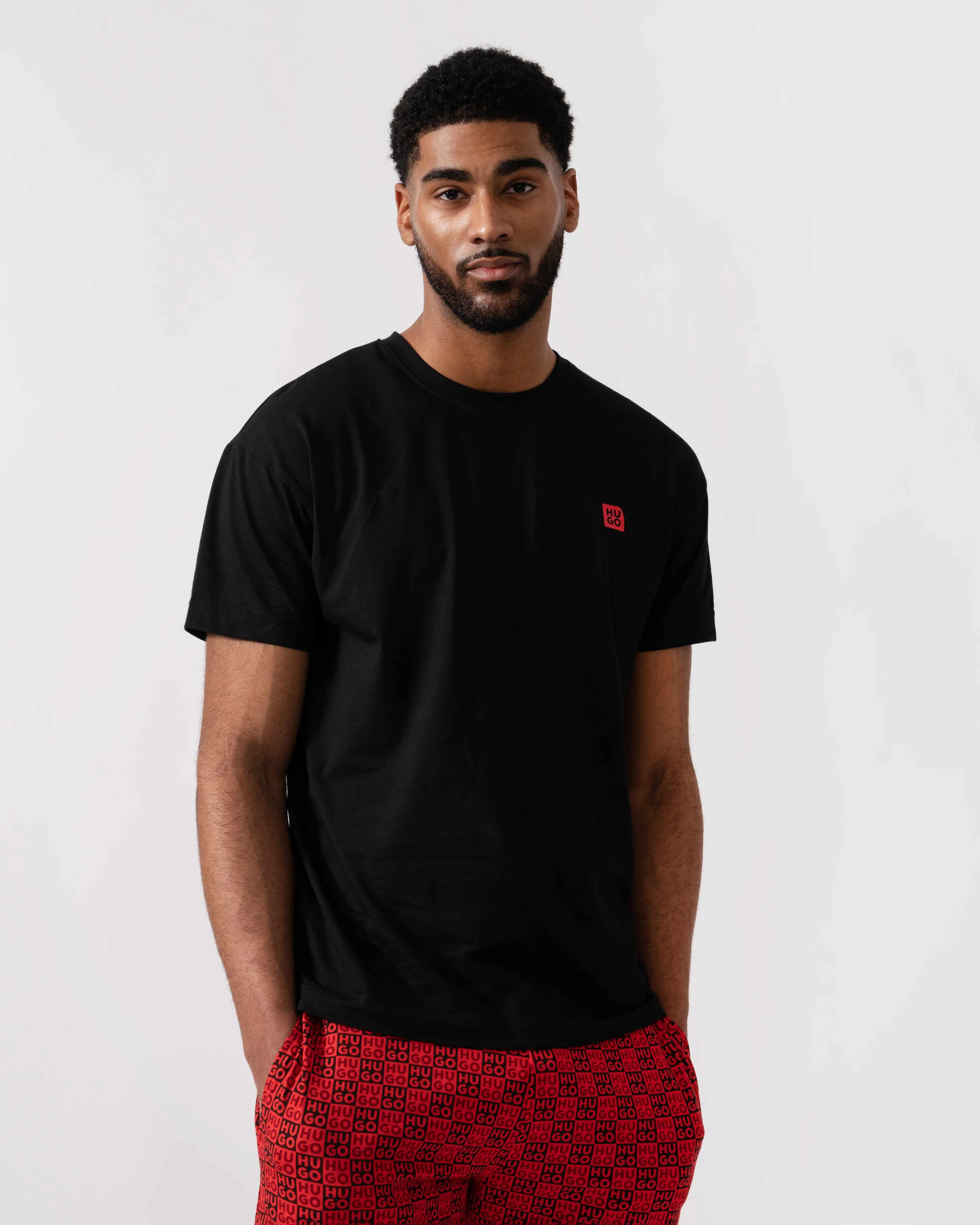 HUGO Aaron Mens Short Pyjama Set - Open Red 640 - Image 6