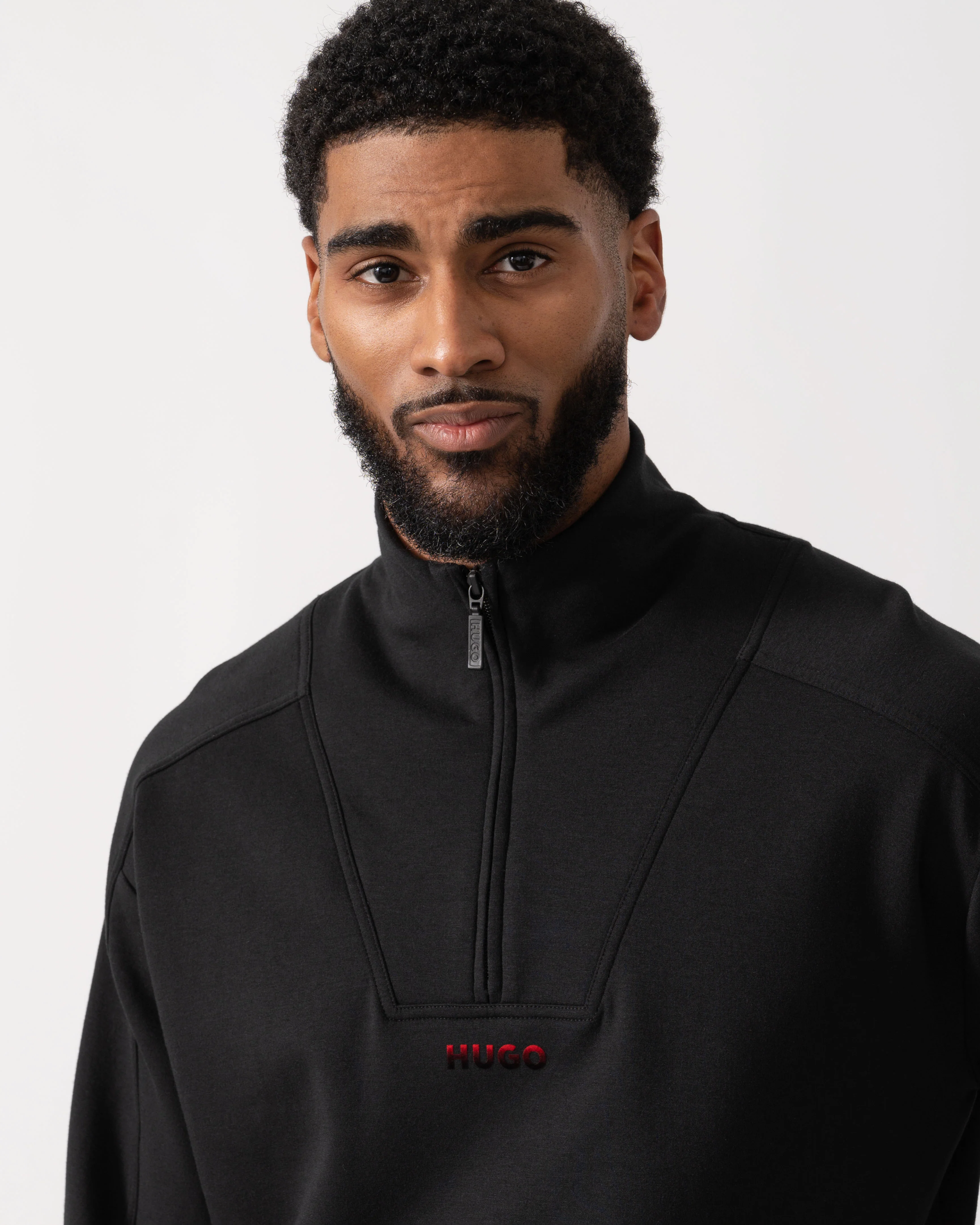 HUGO Atlas Half Zip Loungewear Top - Black 001 - Image 2