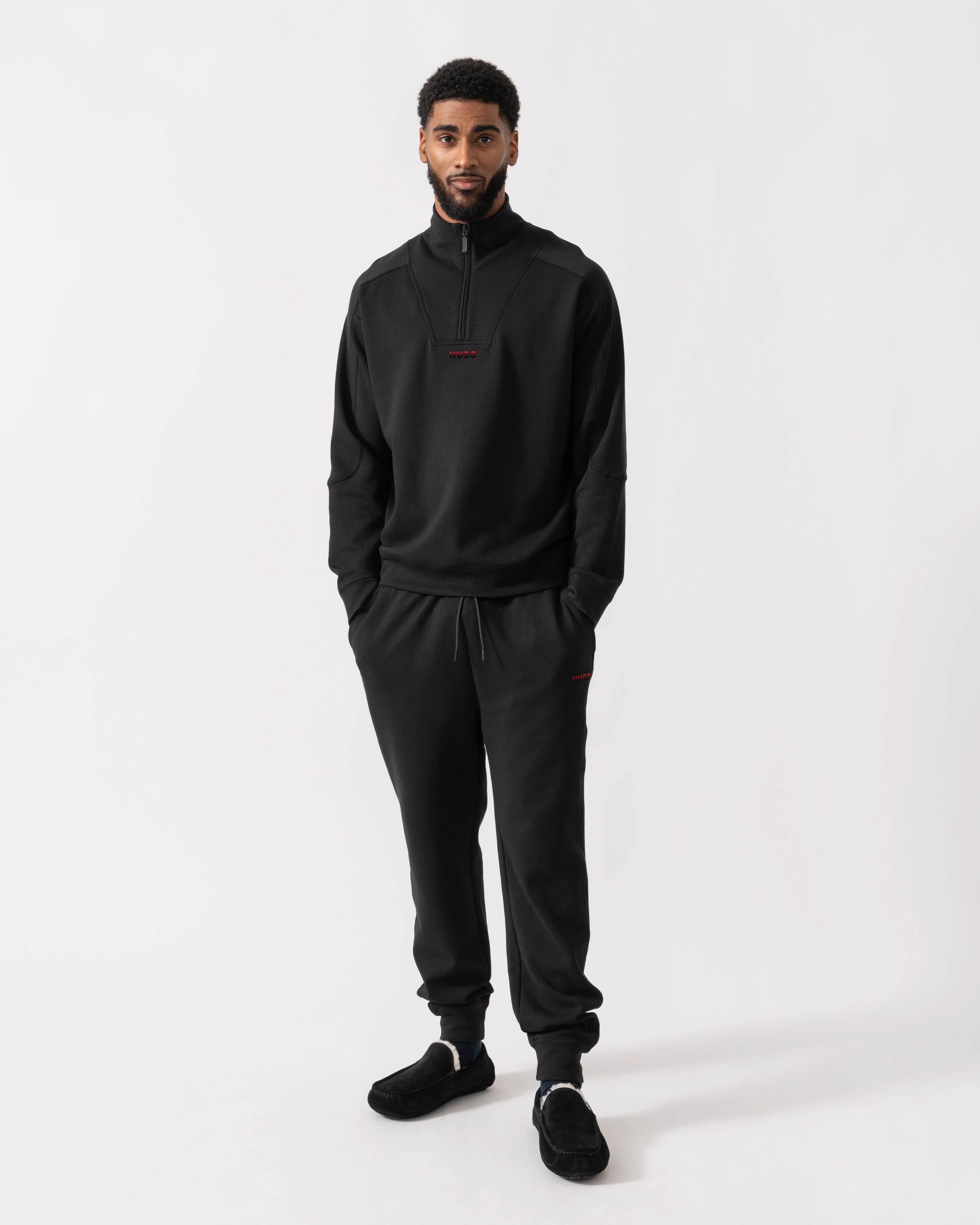 HUGO Atlas Half Zip Loungewear Top - Black 001 - Image 3
