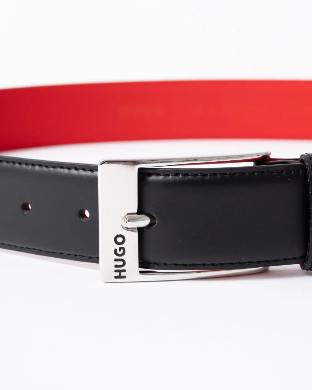 HUGO Barney Mens Italian-Made Belt in Smooth Leather with Logo Buckle - Image 2