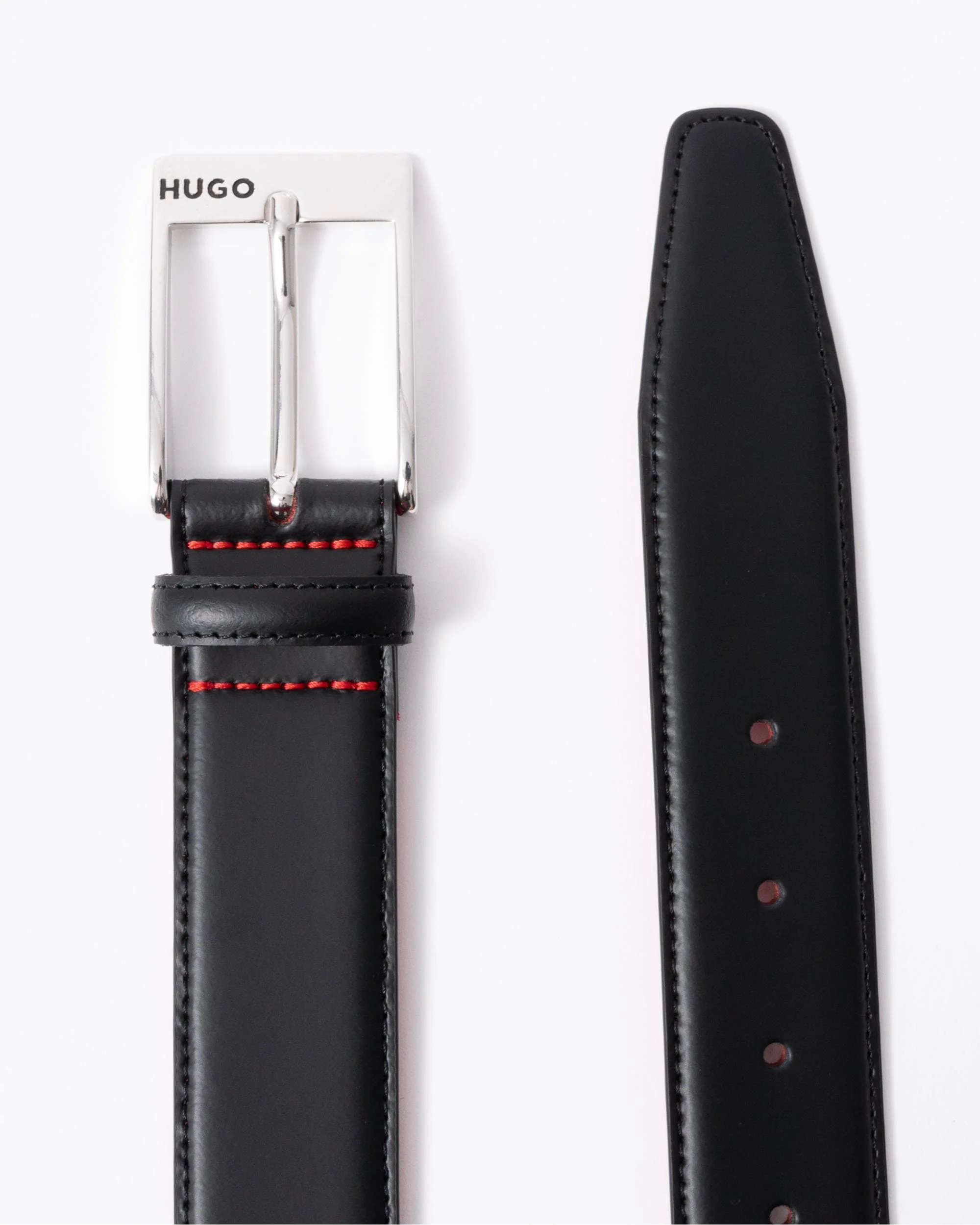 HUGO Barney Mens Italian-Made Belt in Smooth Leather with Logo Buckle - Image 4
