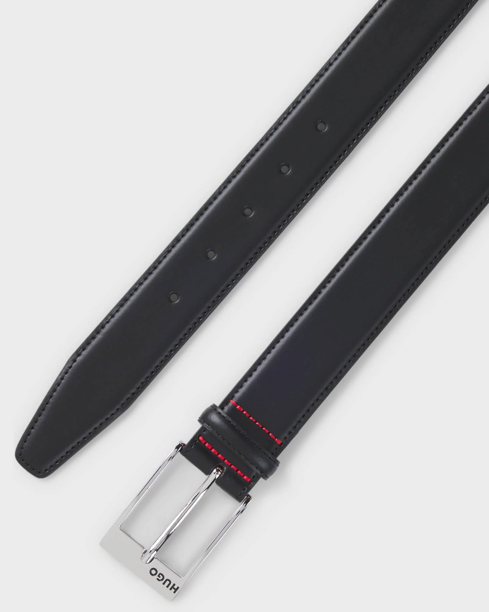 HUGO Barney Mens Patent-Leather Belt with Red Lining - Black 001 - Image 3