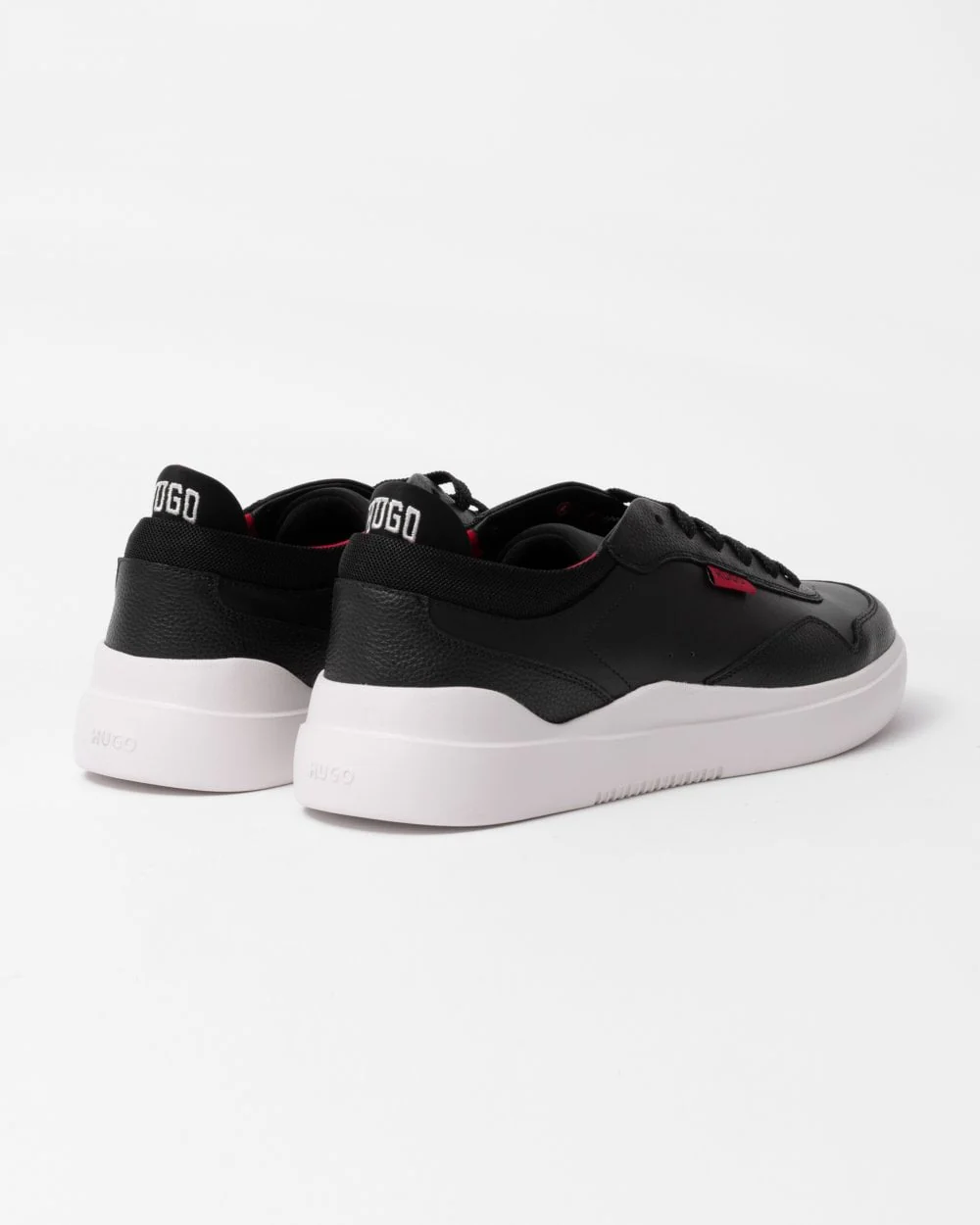 HUGO Blake Leather Lace-Up Trainers with Pop Colour Details - Image 3