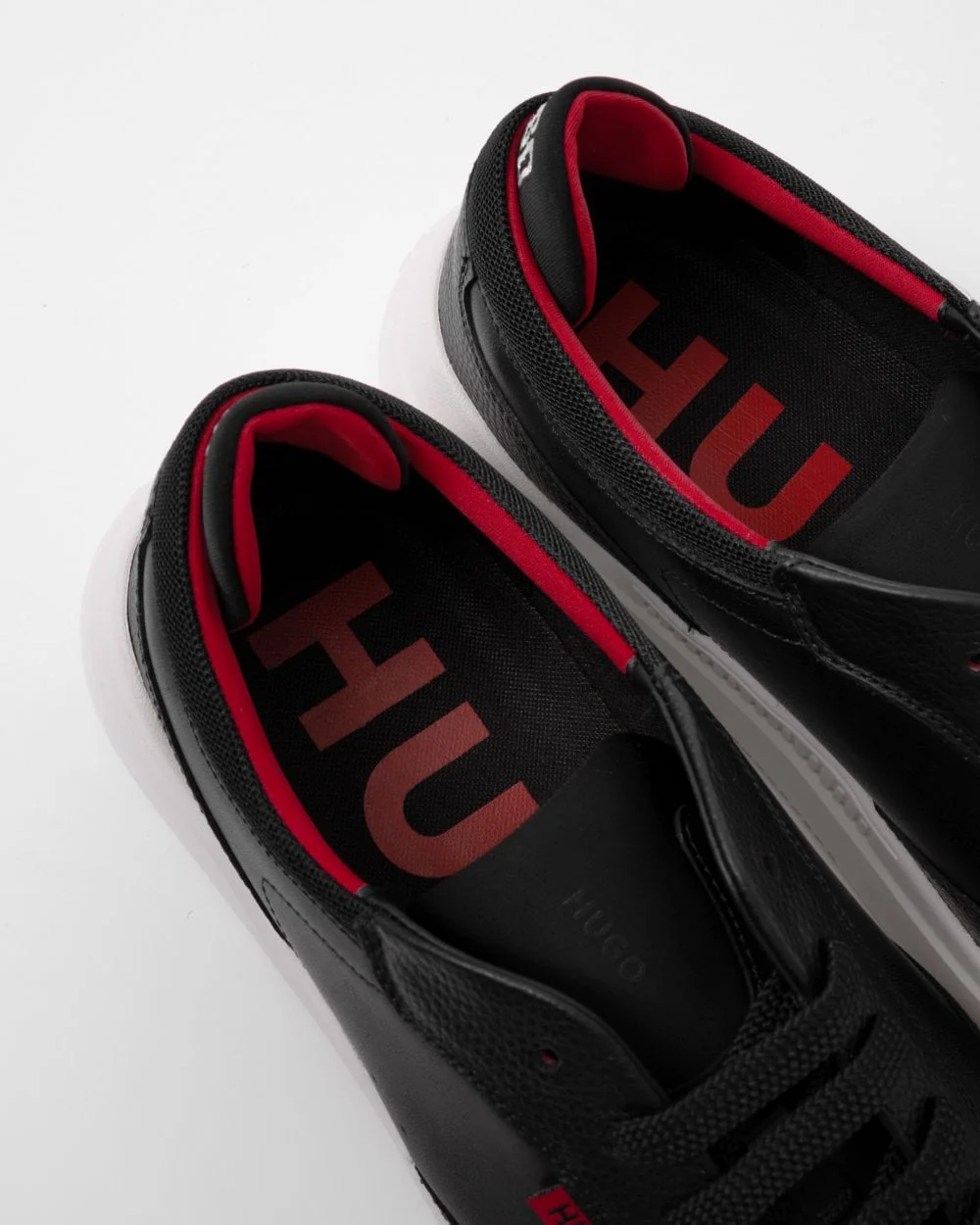 HUGO Blake Leather Lace-Up Trainers with Pop Colour Details - Image 6