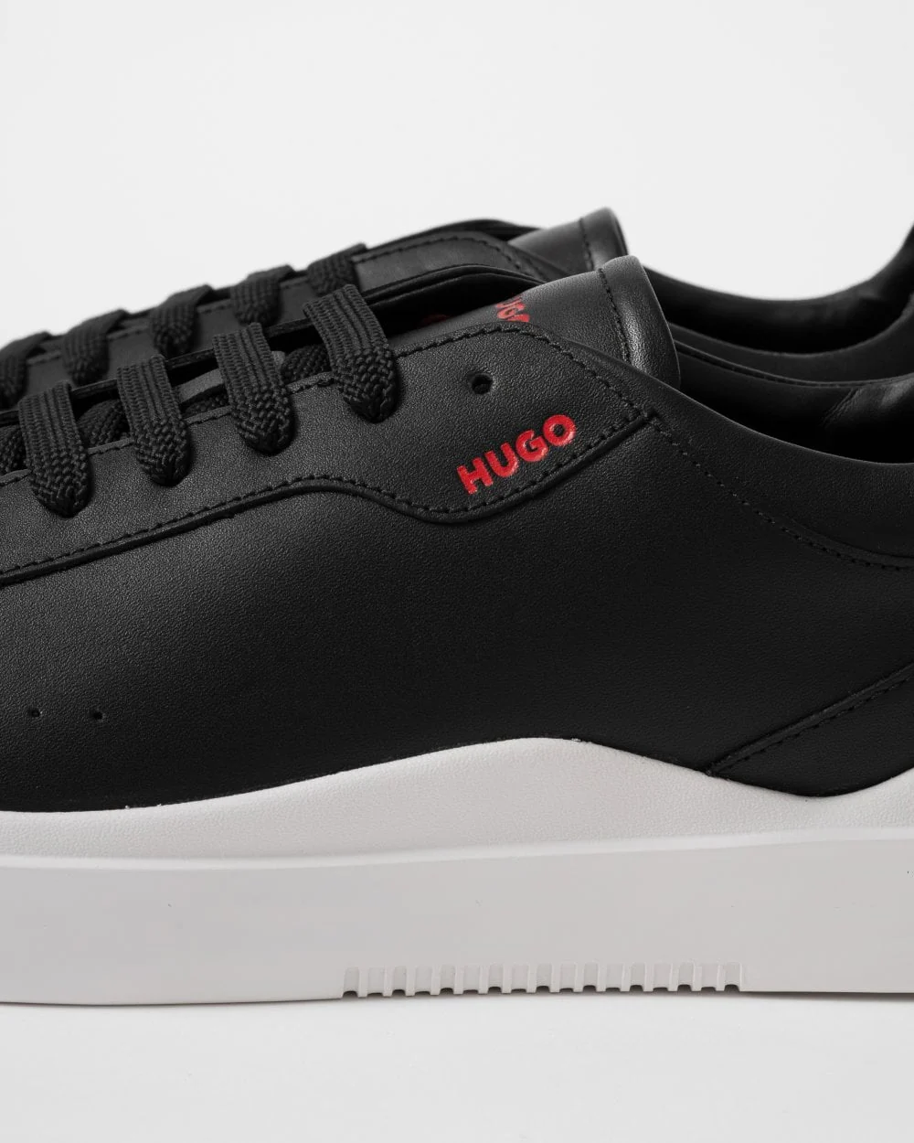 HUGO Blake Tenn Mens Leather Trainers with Branded Quarter - Black 001 - Image 2